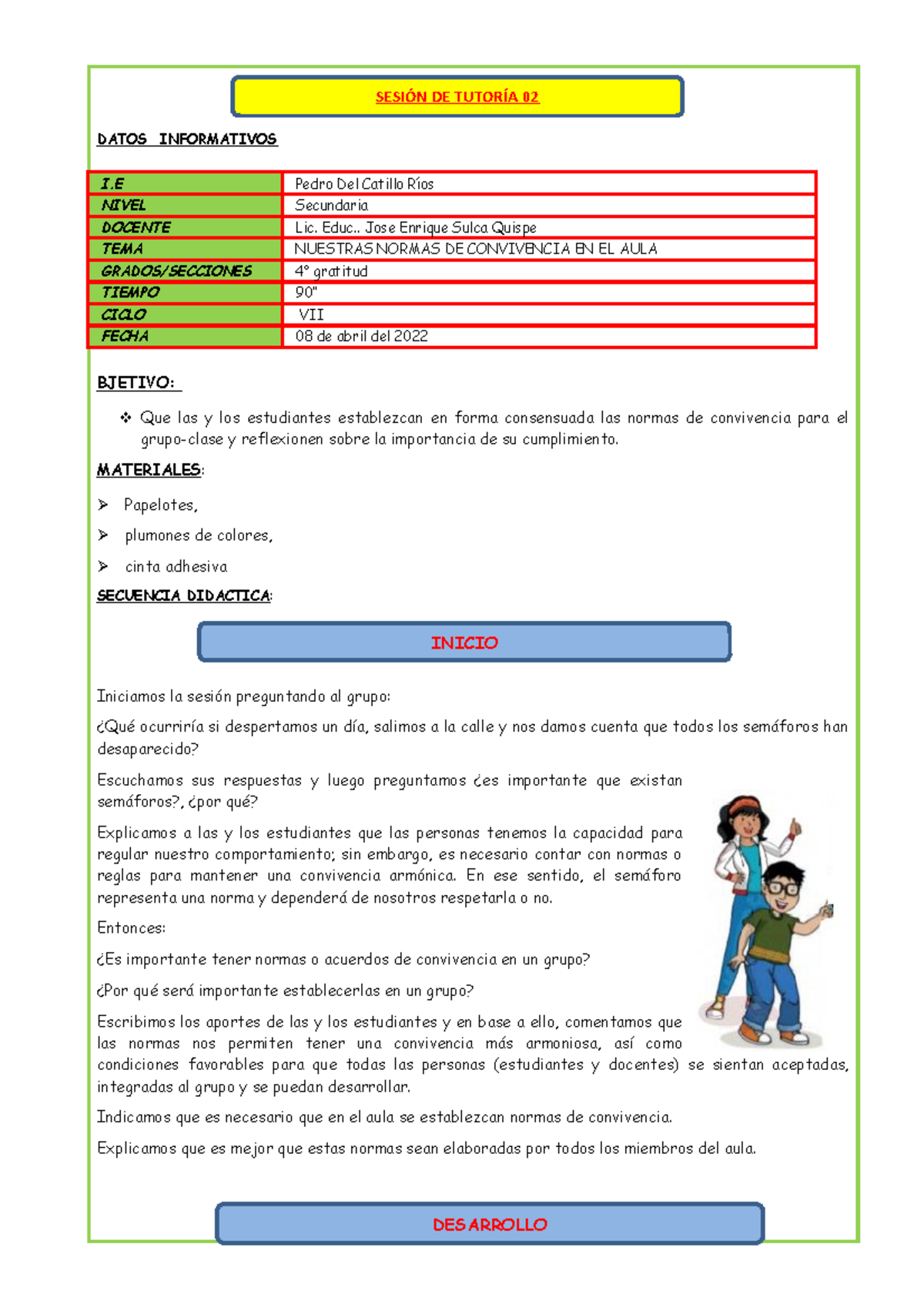 TEMA 02 Normas DE Convivencia EN EL AULA - DATOS INFORMATIVOS BJETIVO ...