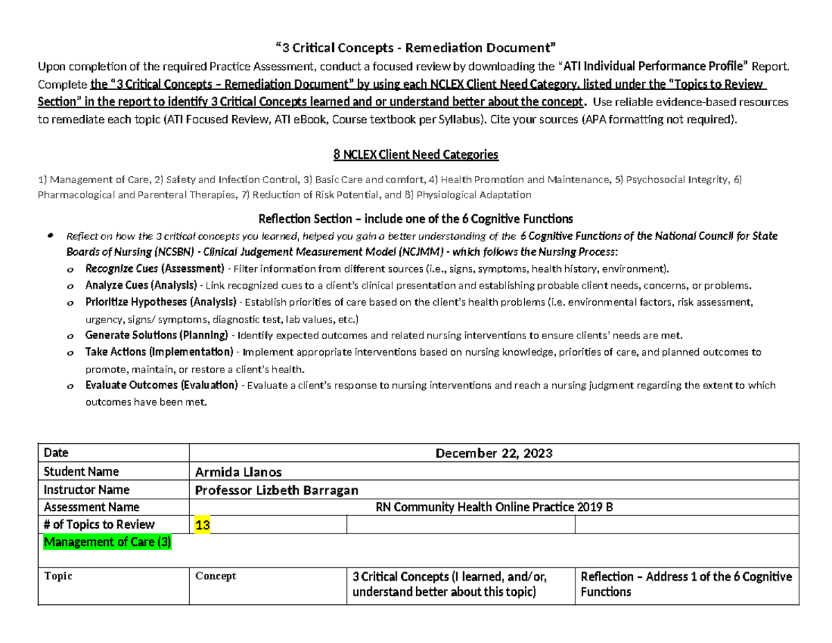 Public Practice B Remediation 2019 - “3 Critical Concepts - Remediation ...