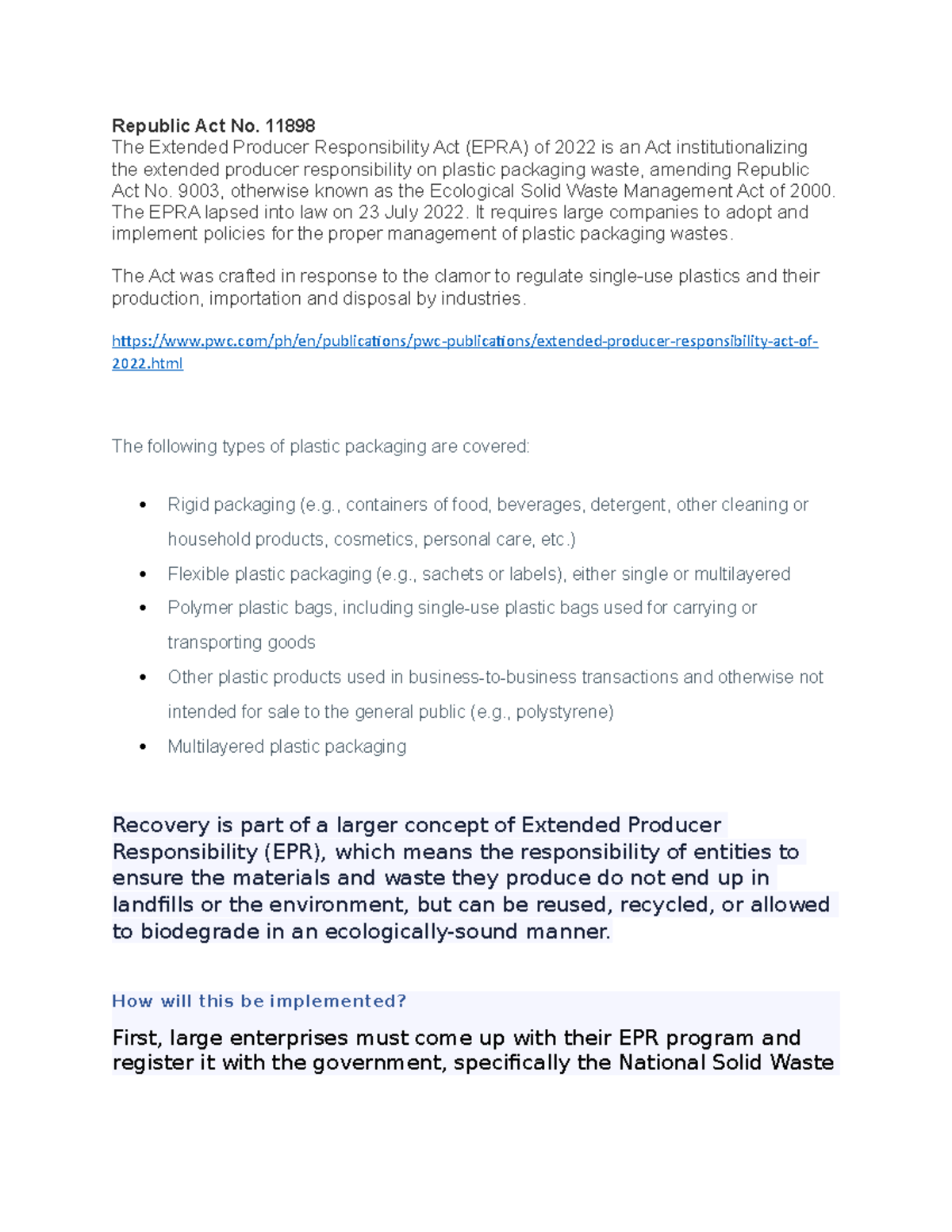 Natres asdasd Republic Act No. 11898 The Extended Producer