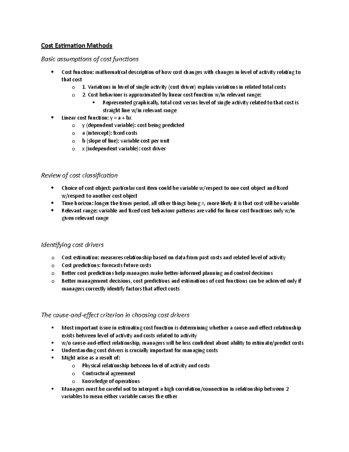 Lecture 3 - Cost Estimation Methods - Cost Estimation Methods Basic ...