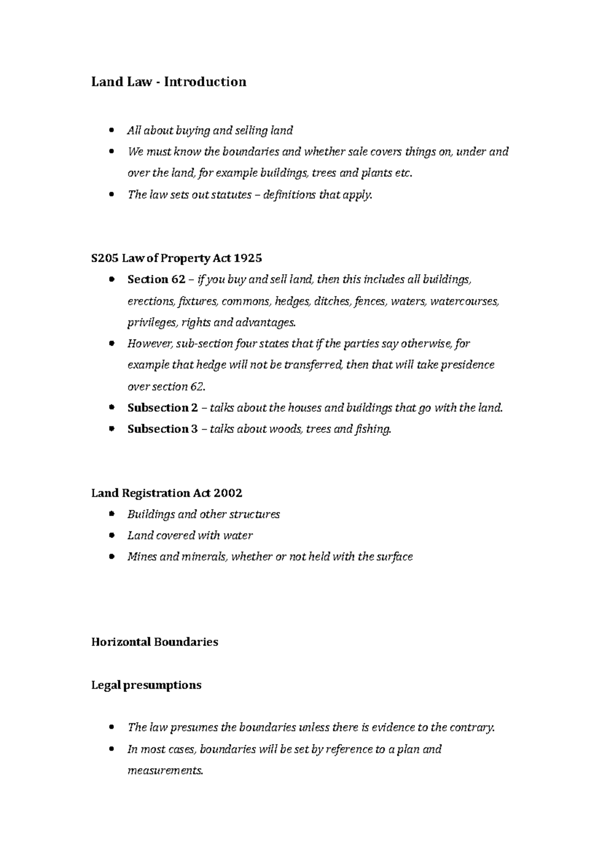 Land Law intro - Lecture notes 1 - Land Law - Introduction All about ...