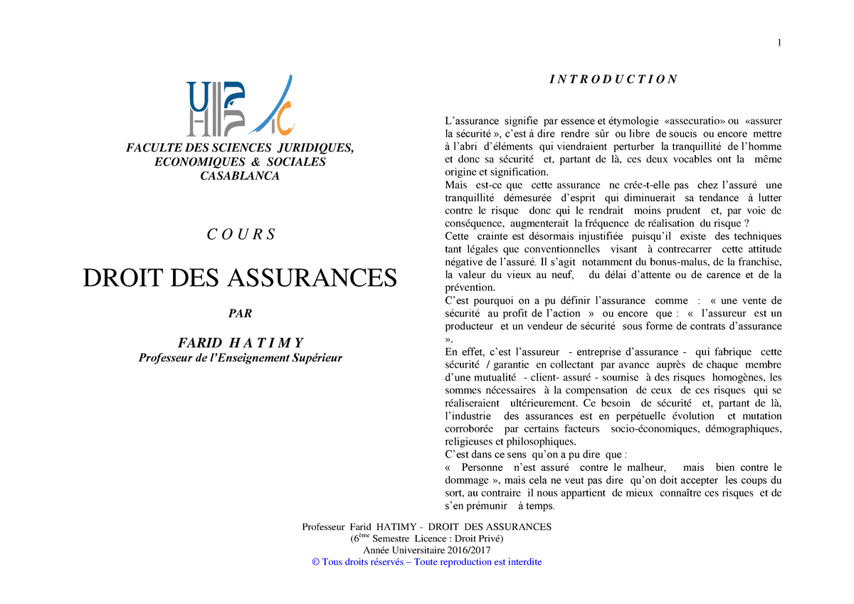 dissertation en droit des assurances