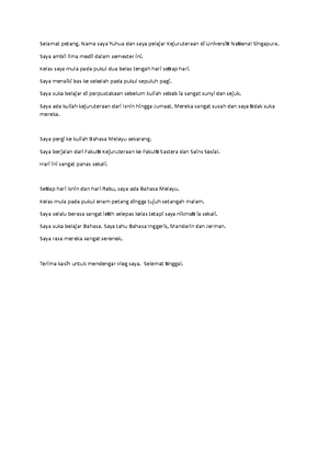 Vlog Script Grade B Selamat Petang Nama Saya Yuhua Dan Saya Pelajar Kejuruteraan Di Studocu