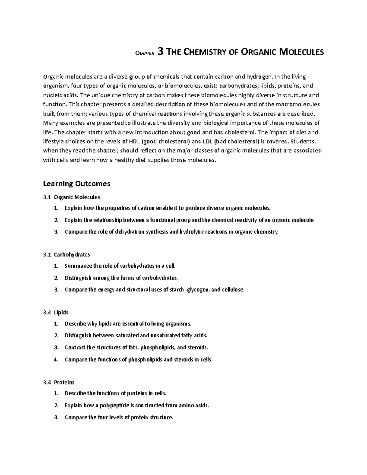 Chapter 3 The Chemistry of Organic Molecules notes - CHAPTER 3 THE ...