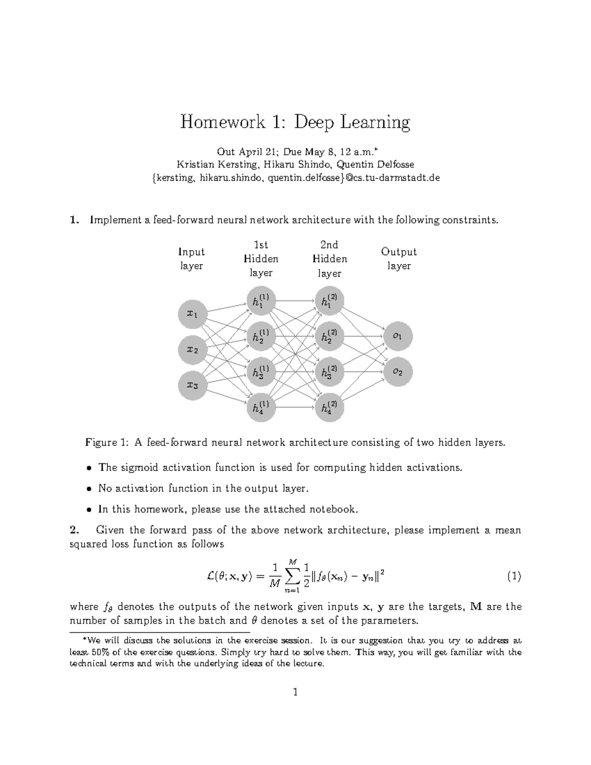 Deep Learning So Se2024 hw1 - Homework 1: Deep Learning Out April 21 ...