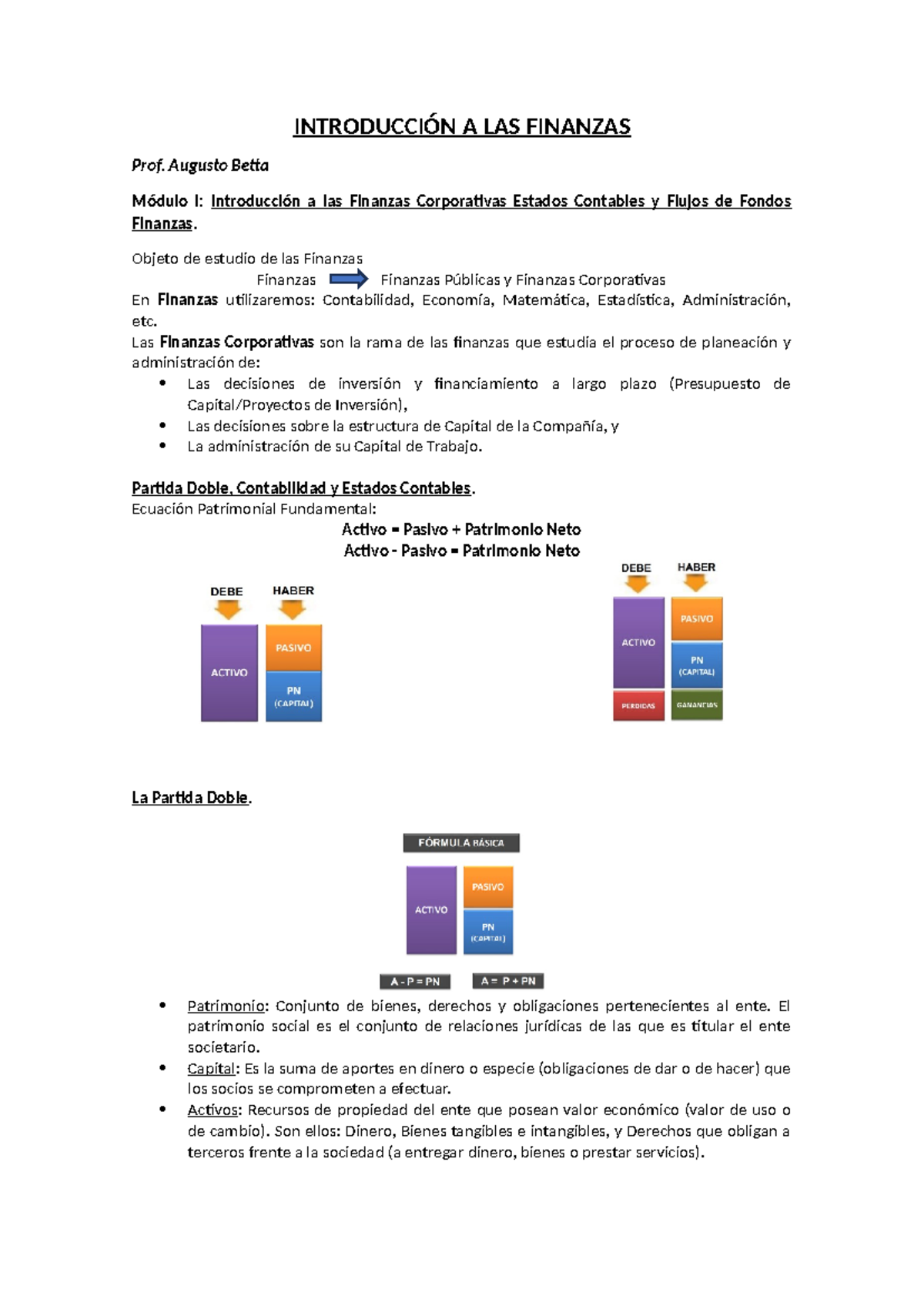 Introducción A LAS Finanzas - INTRODUCCIÓN A LAS FINANZAS Prof. Augusto ...