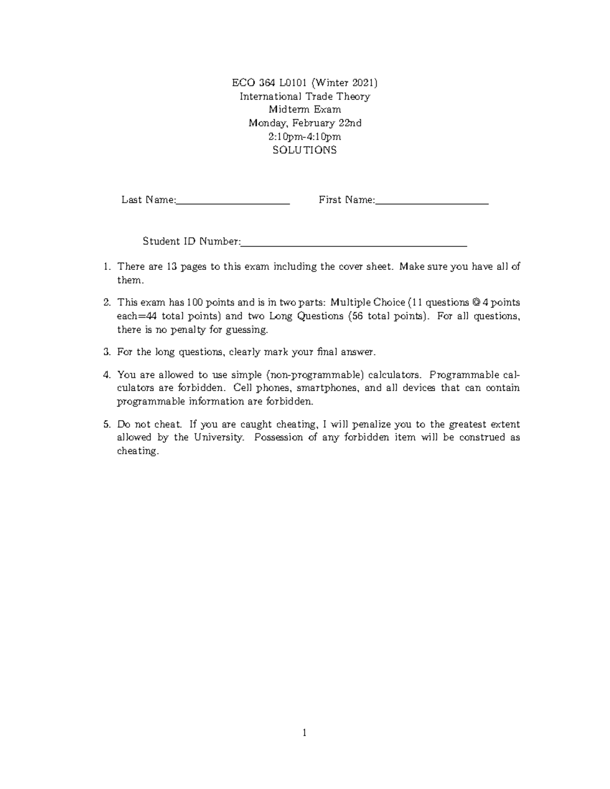 ECONOMICS 181 INTERNATIONAL TRADE MIDTERM SOLUTIONS visual data 6