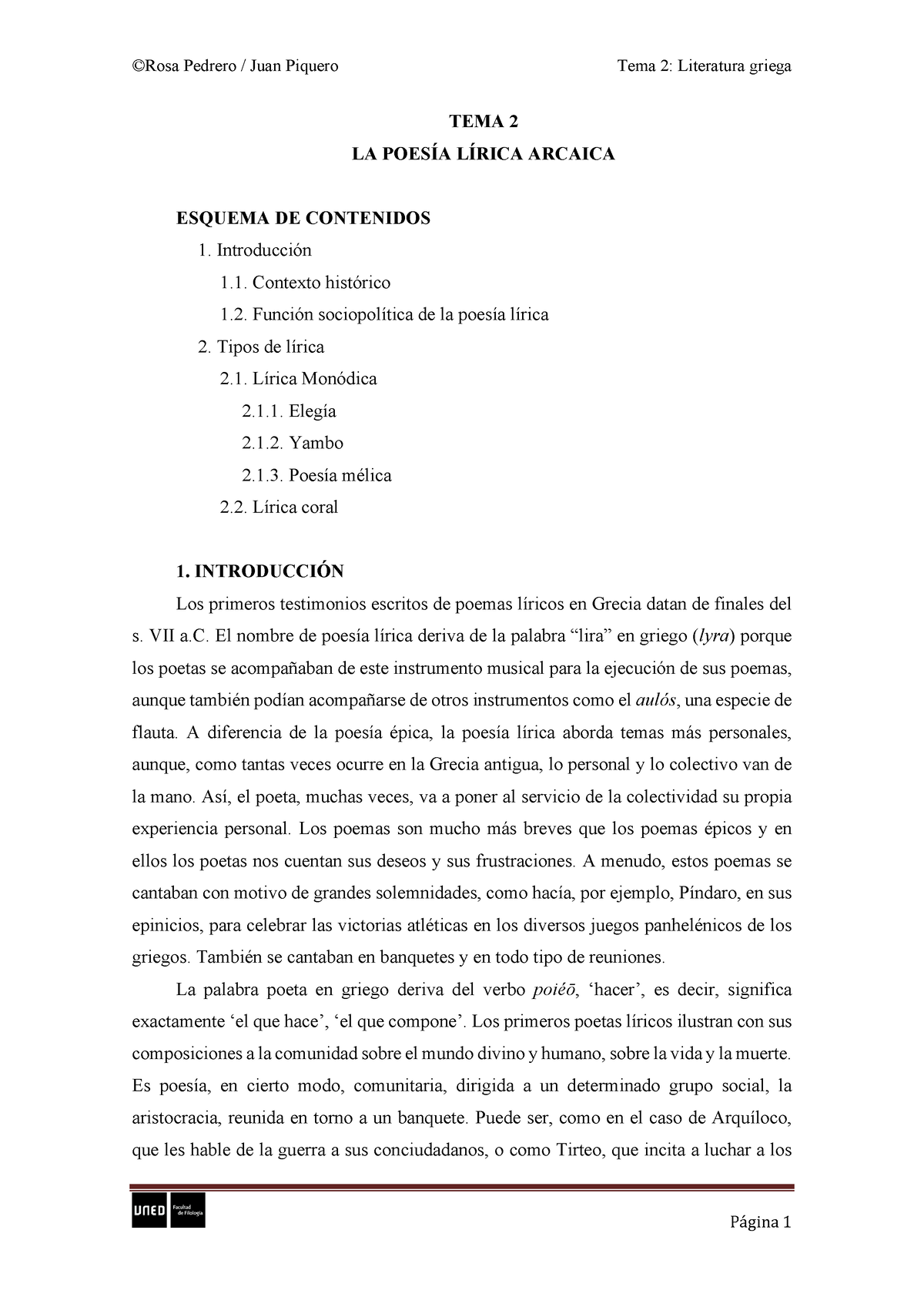 TEMA 2 - RESUMENES DE LITERATURA GRIEGA Y LATINA - UNED - Gramática ...