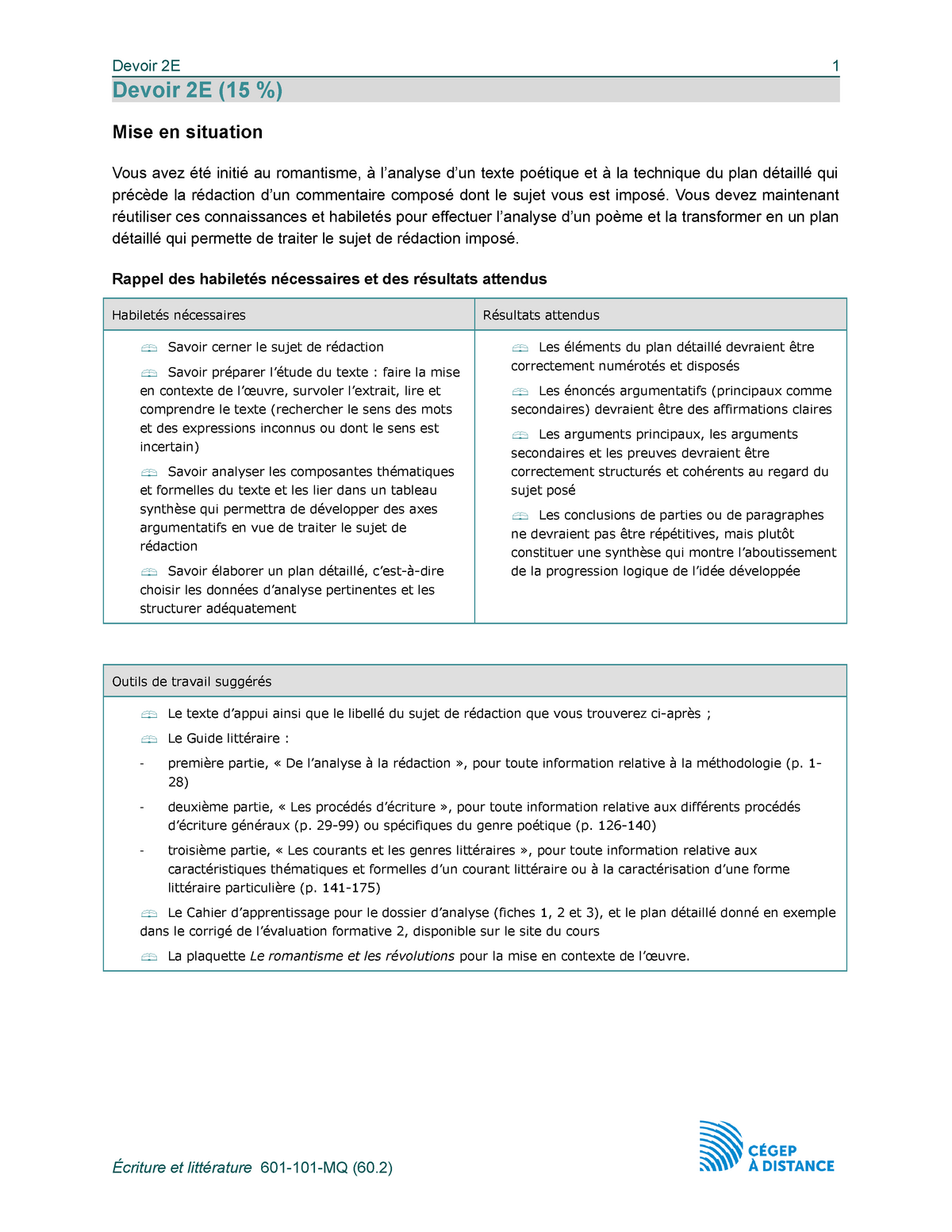 601 101 Mq Dev2e Devoir Au Cegep A Distance Devoir 2e 15 Mise En Situation Vous Avez Ete Studocu