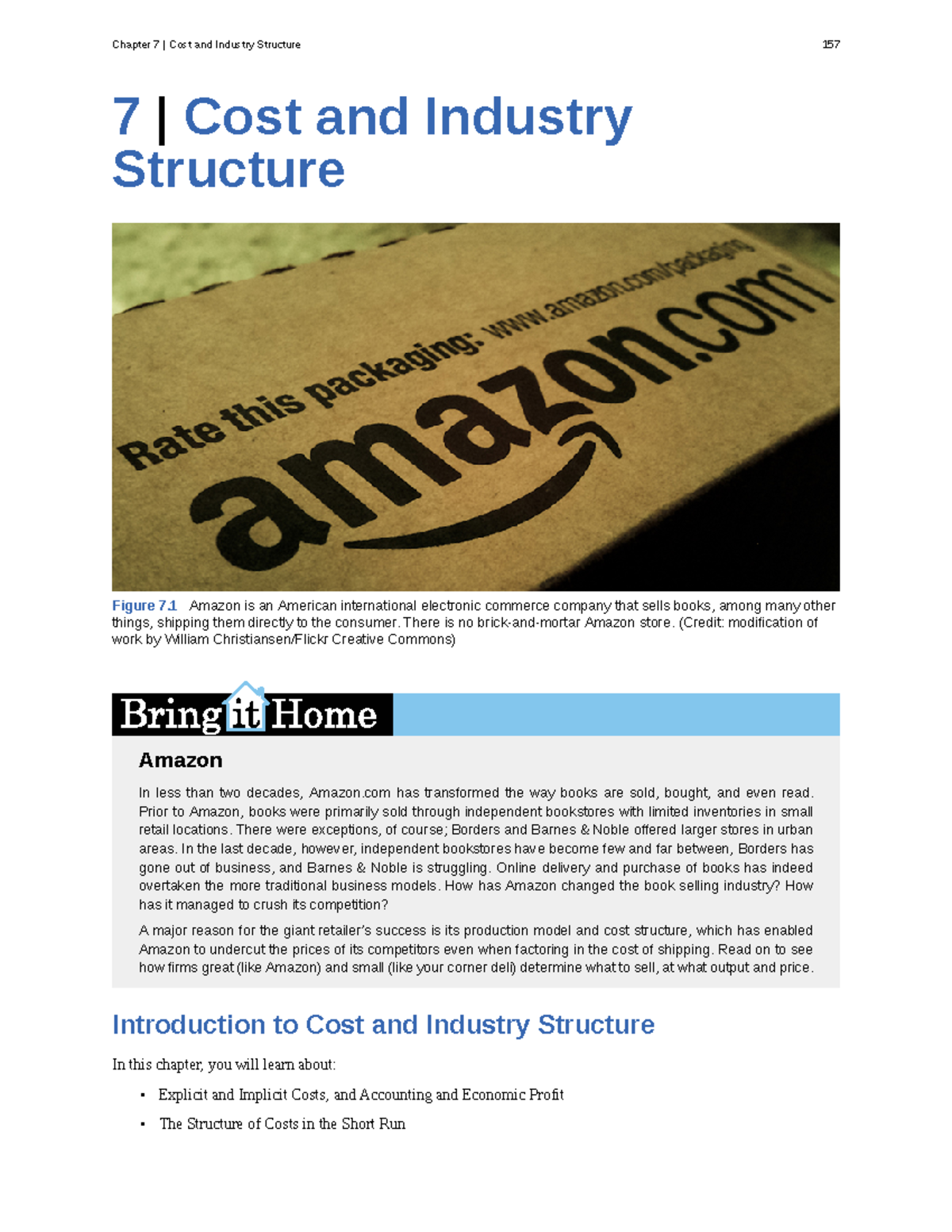 Chapter 7 - Lecture notes 7 - Chapter 7 Cost and Industry Structure 157 ...