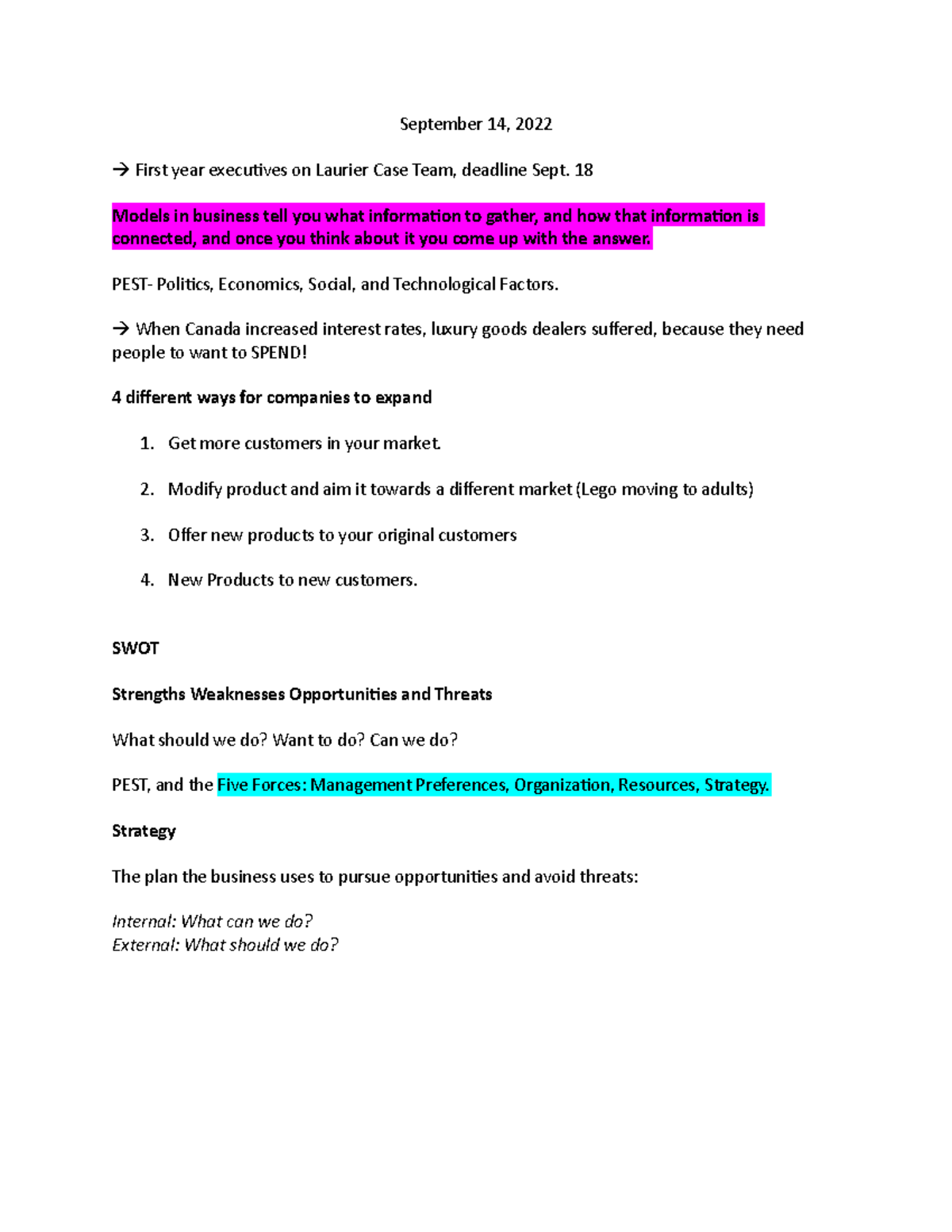 BU 111 Lecture 1 done September 14, 2022 First year executives on