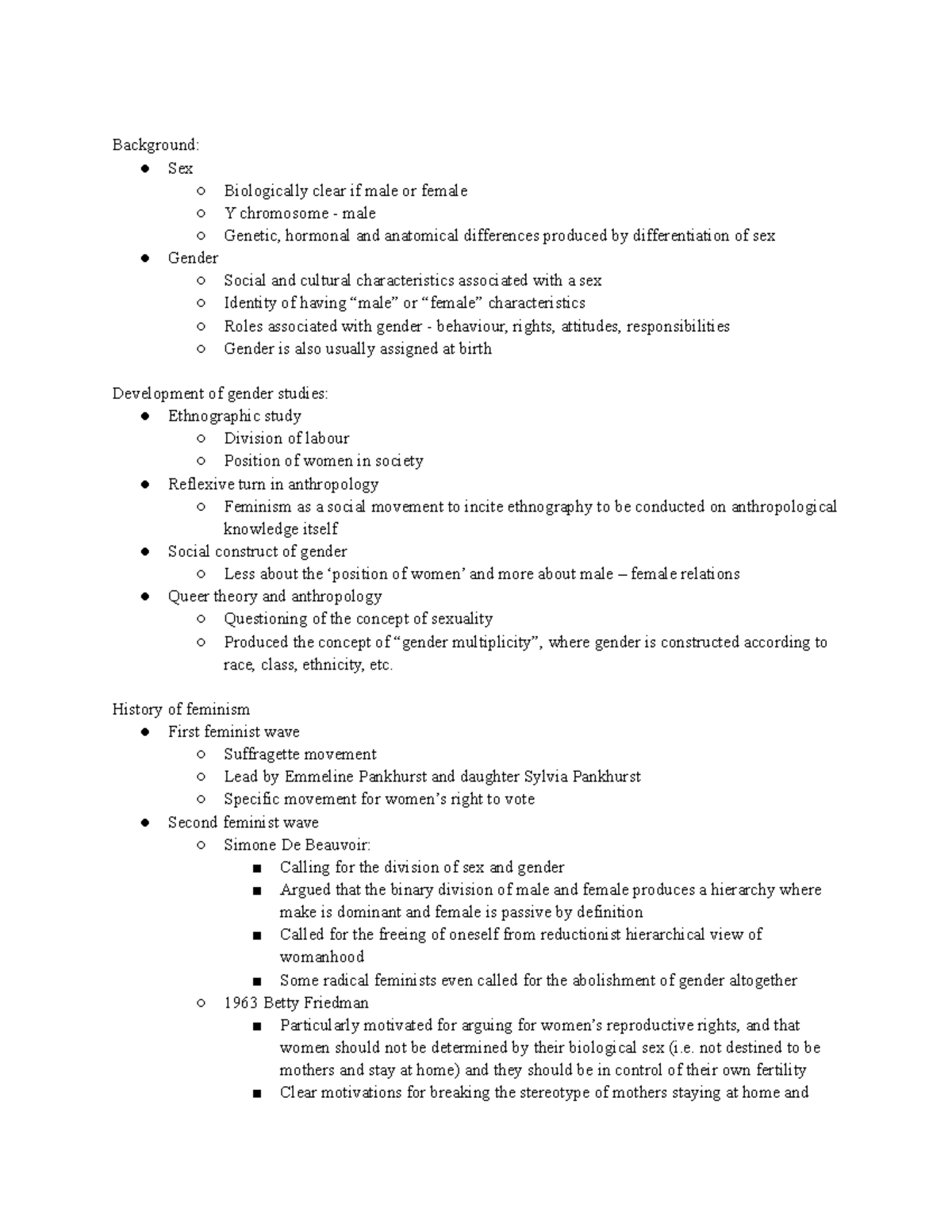 7. Anthropology and Gender - Background: Sex Biologically clear if male ...