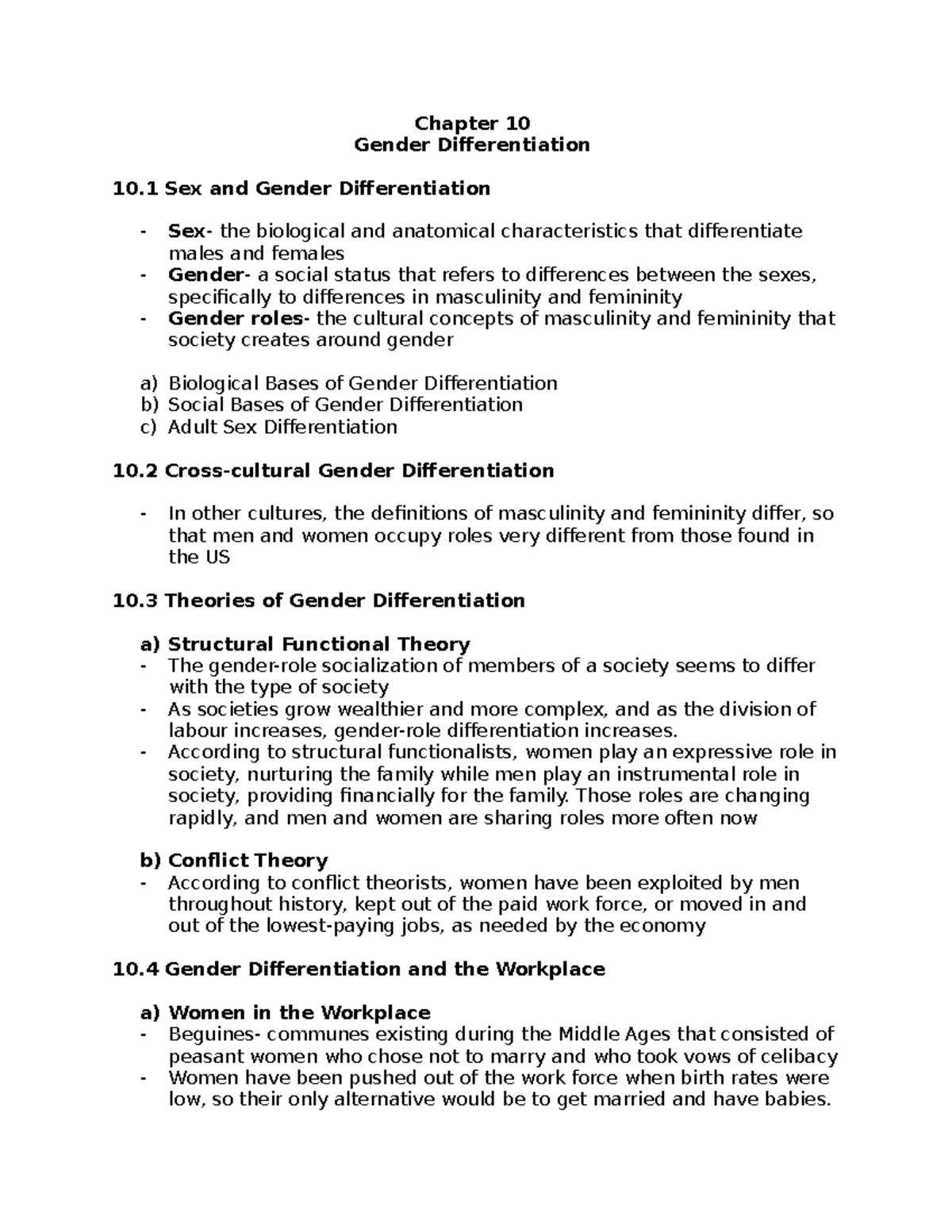 Chapter 10 ( Gender Differentiation) - Chapter 10 Gender ...