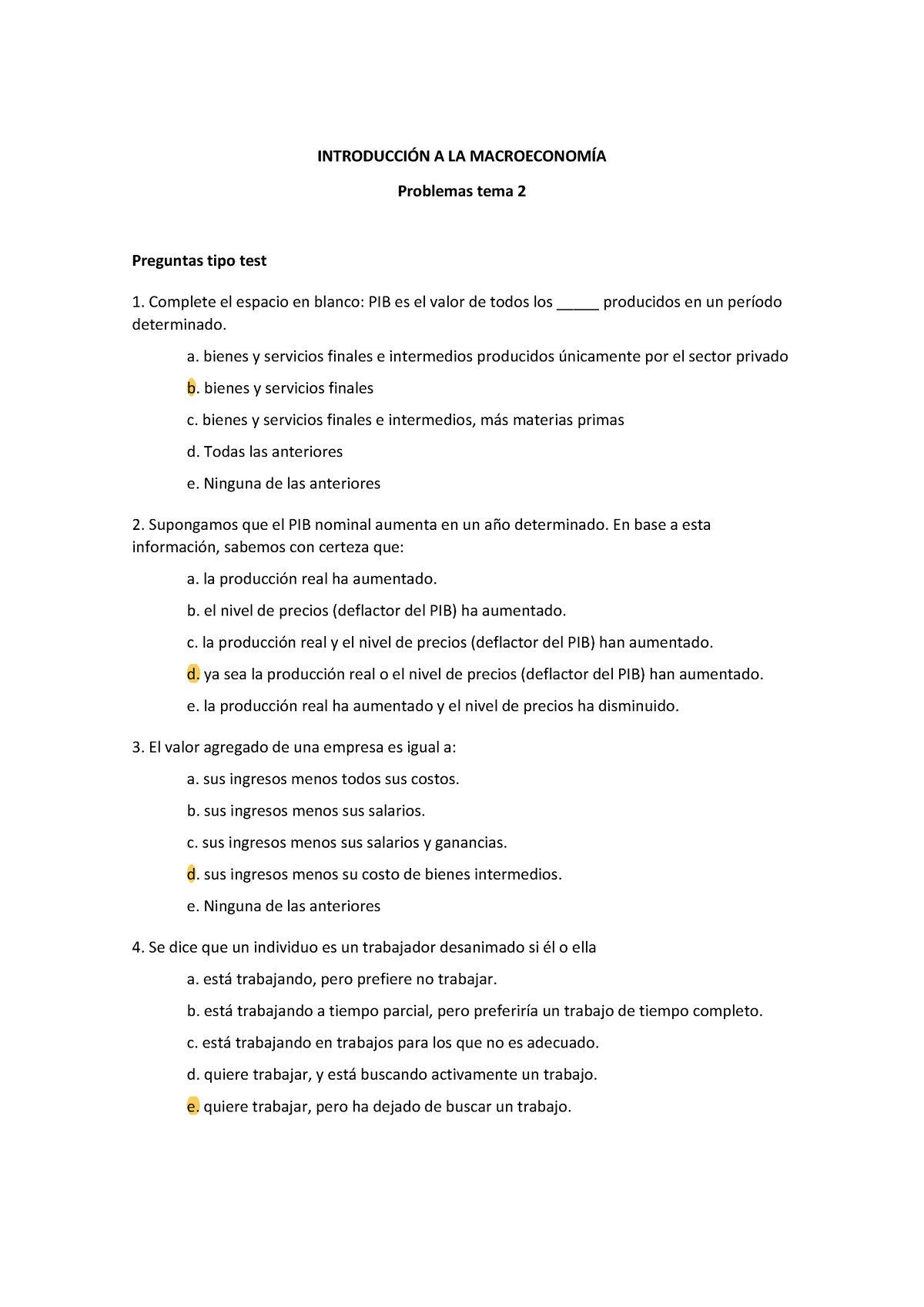 Practica Tema 2 - INTRODUCCIÓN A LA MACROECONOMÍA Problemas Tema 2 ...