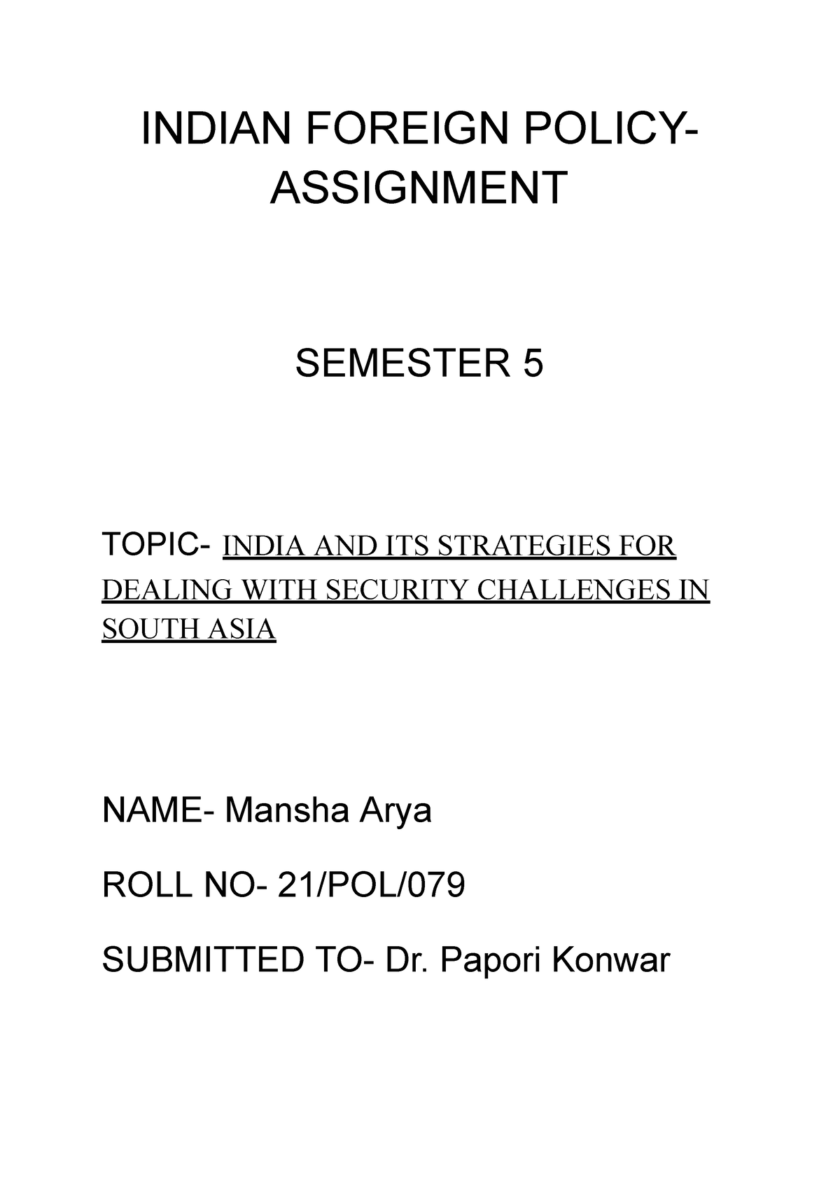 foreign policy assignment answer key