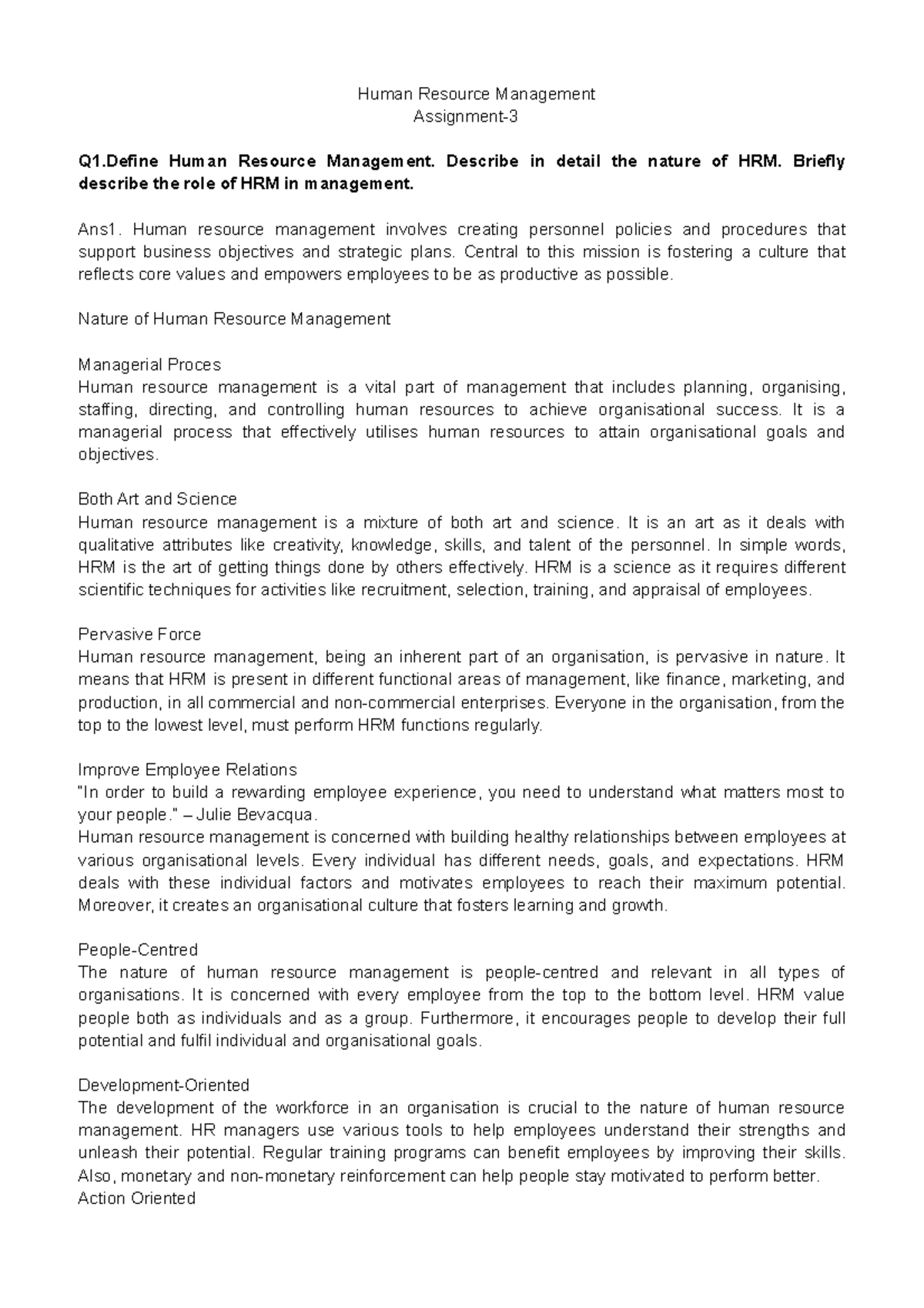 Human Resource Management assignment3 Human Resource Management