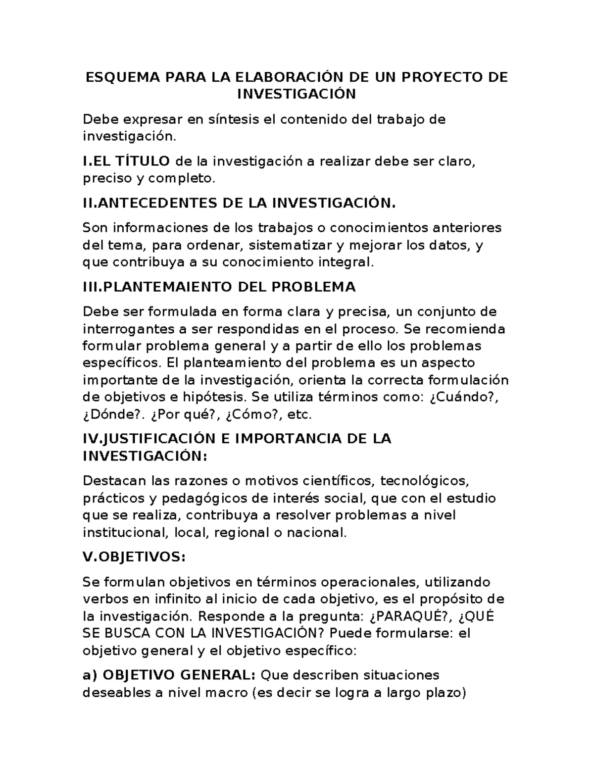 Esquema DE Investigacióni - ESQUEMA PARA LA ELABORACIÓN DE UN PROYECTO ...