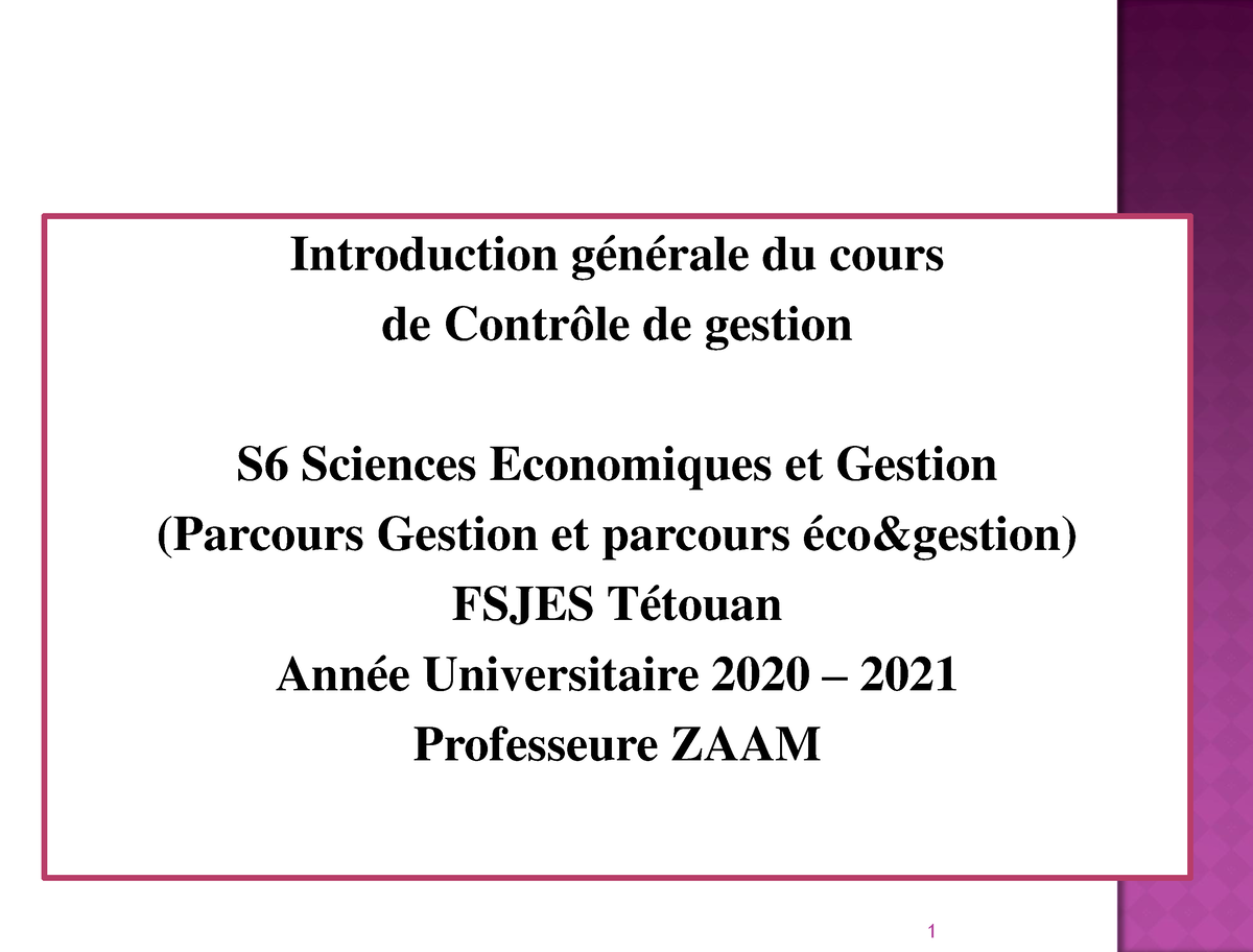 Introduction Generale DU Cours DE Controle DE Gestion - Audit Et ...