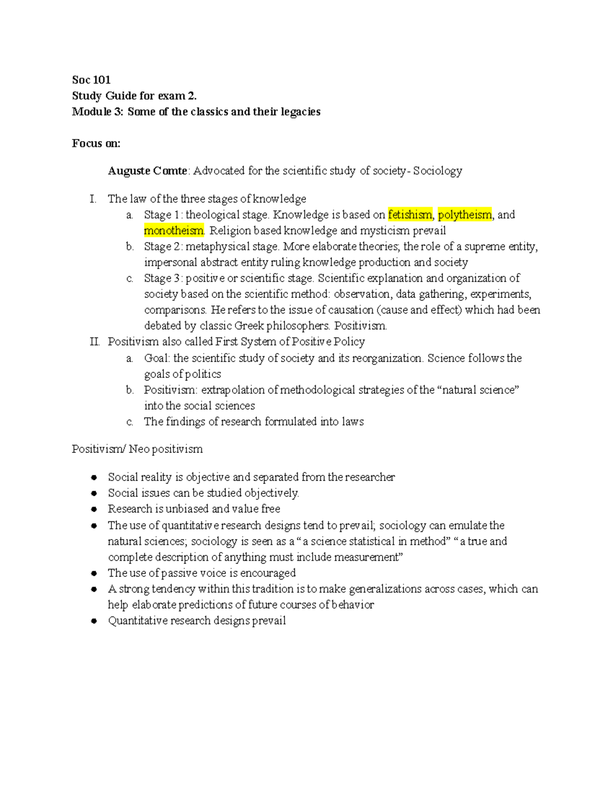 Soc exam 2 study guide - Margarita Rodriguez - Soc 101 Study Guide for ...