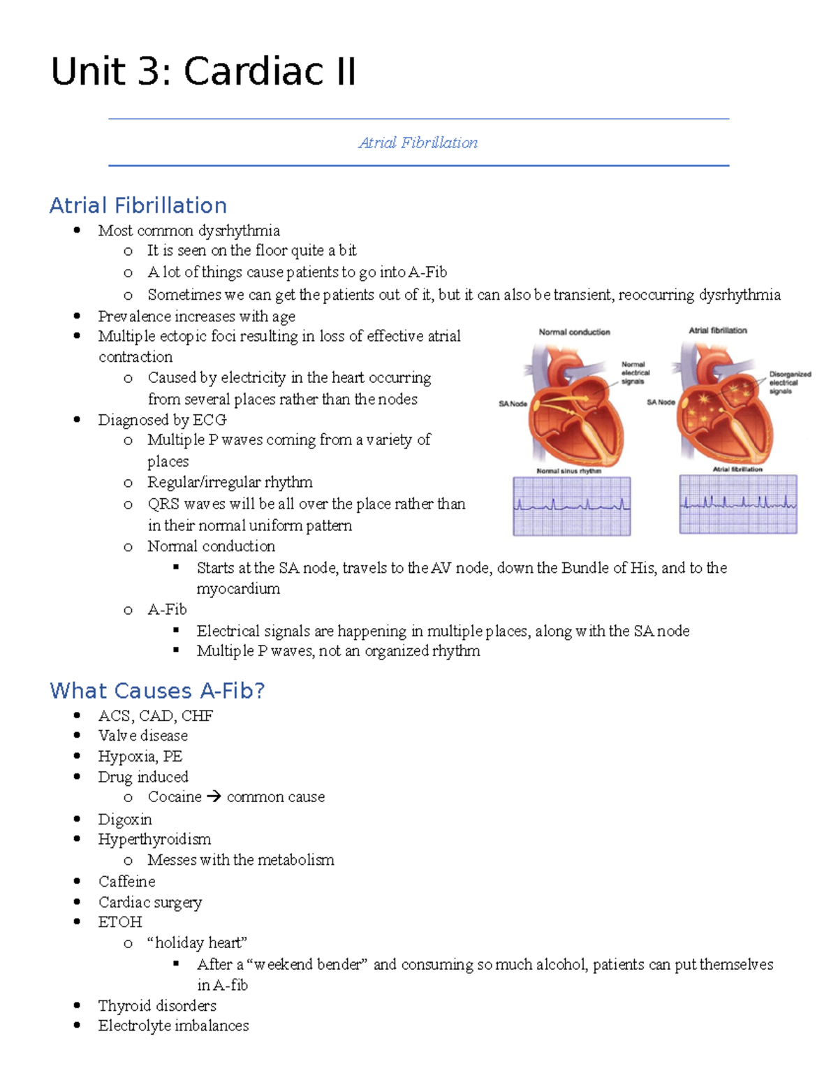 Unit 3 Notes Cardiac 2 Atrial Fibrillation Heart Fail - vrogue.co