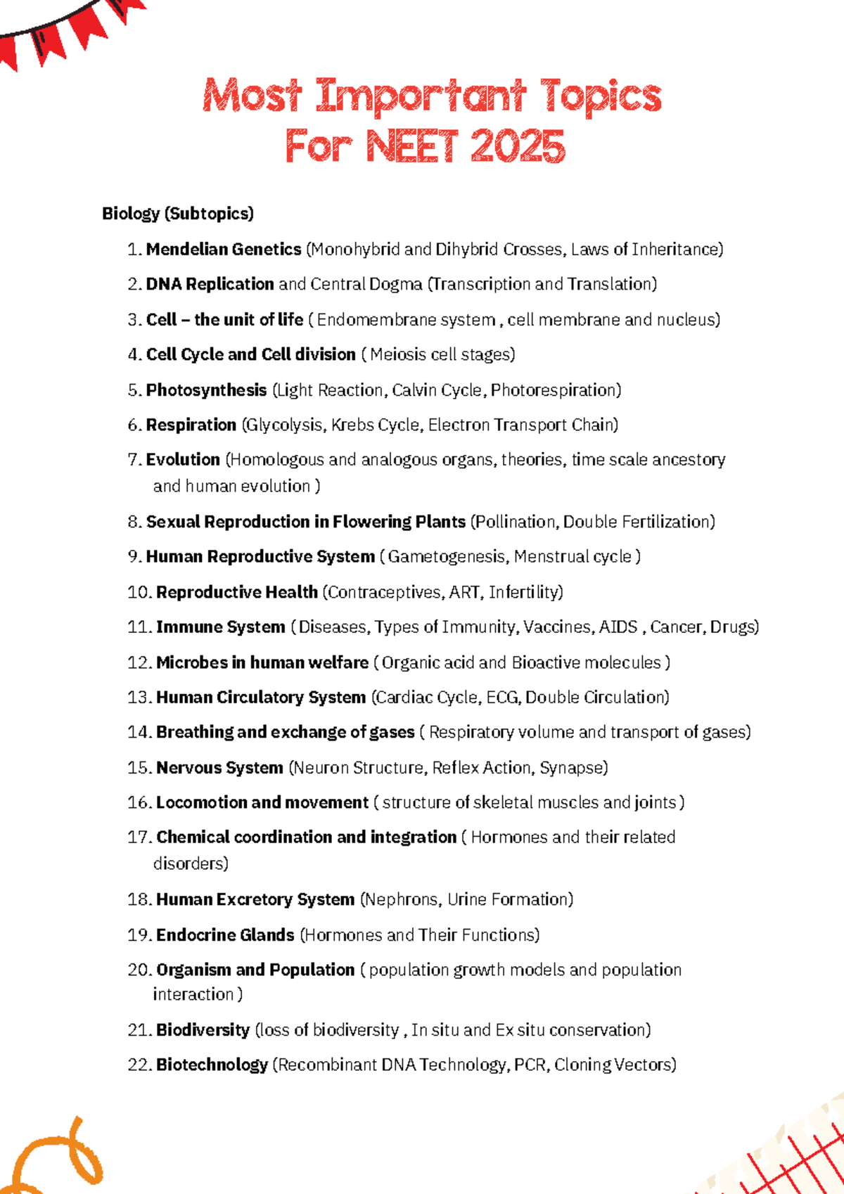 Biology.pdf (1) - Most Important Topics For NEET 2025 Biology ...