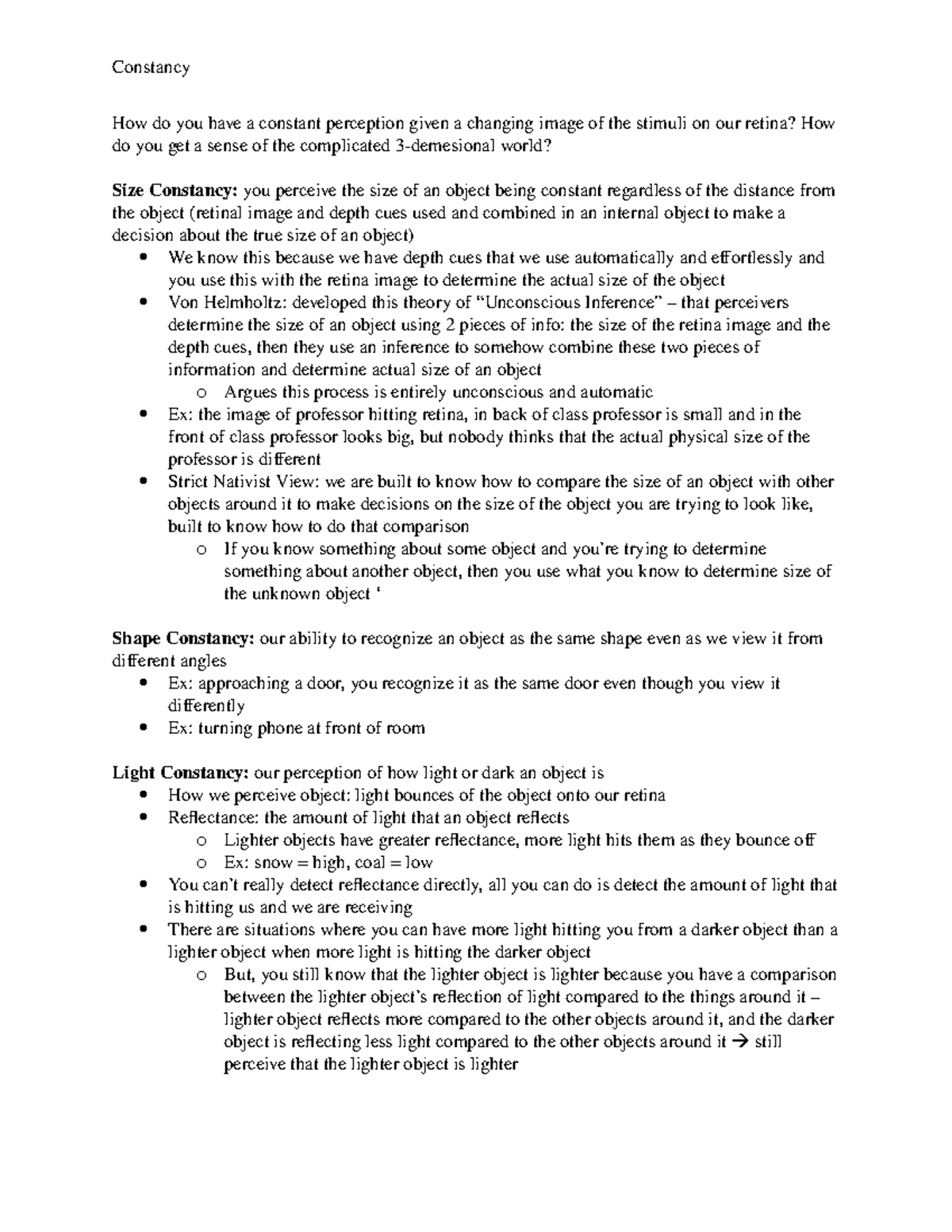 Lecture 7 test 2 - Constancy How do you have a constant perception ...