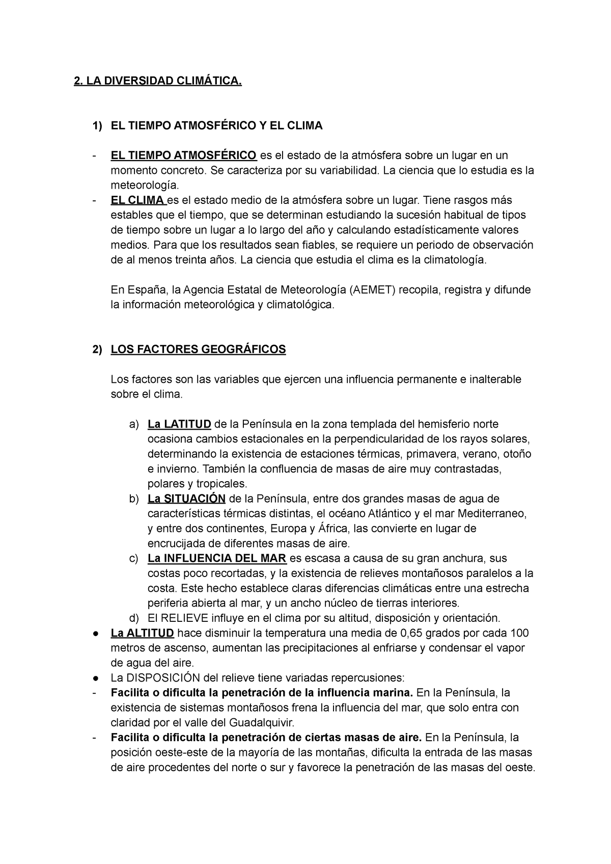 Tema 2 Geografia - 2. LA DIVERSIDAD CLIMÁTICA. 1) EL TIEMPO ATMOSFÉRICO ...