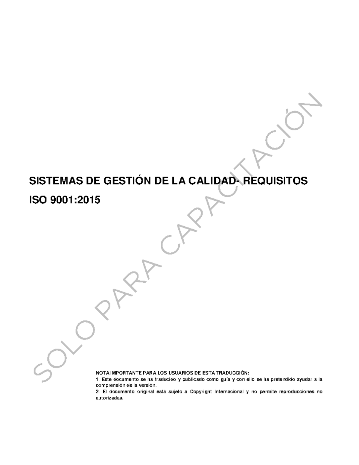 Norma iso 9001 2015 - SISTEMAS DE GESTIÓN DE LA CALIDAD- REQUISITOS ISO ...