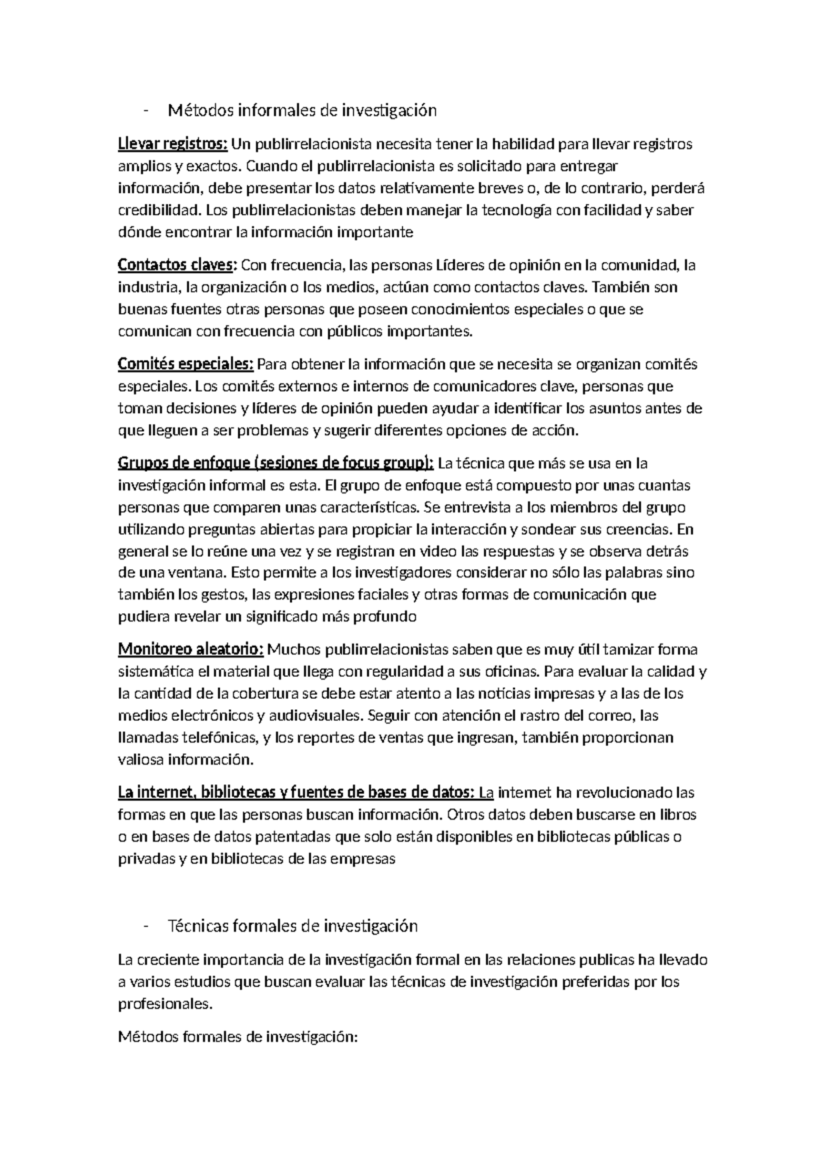 Tecnicas informlaes de investigacion - Métodos informales de ...