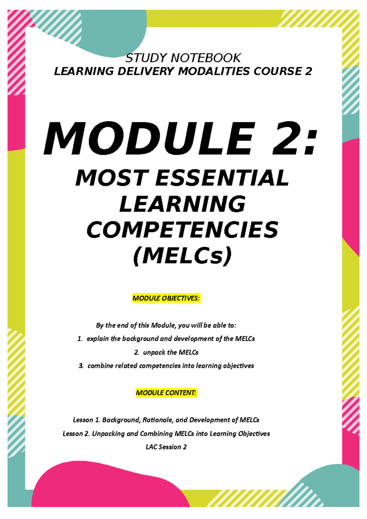 Module 2 Study Notebook ICT - STUDY NOTEBOOK LEARNING DELIVERY ...