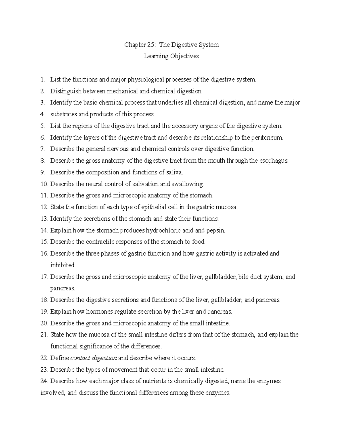 Chapter 25 The Digestive Tract Learning Objectives - Chapter 25: The ...