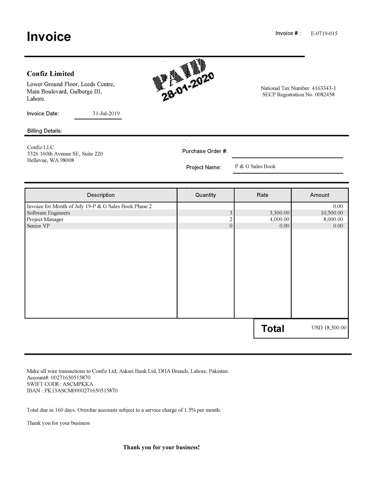 E-0719-015 - How to issue invoices - Invoice Invoice Date: 31-Jul ...