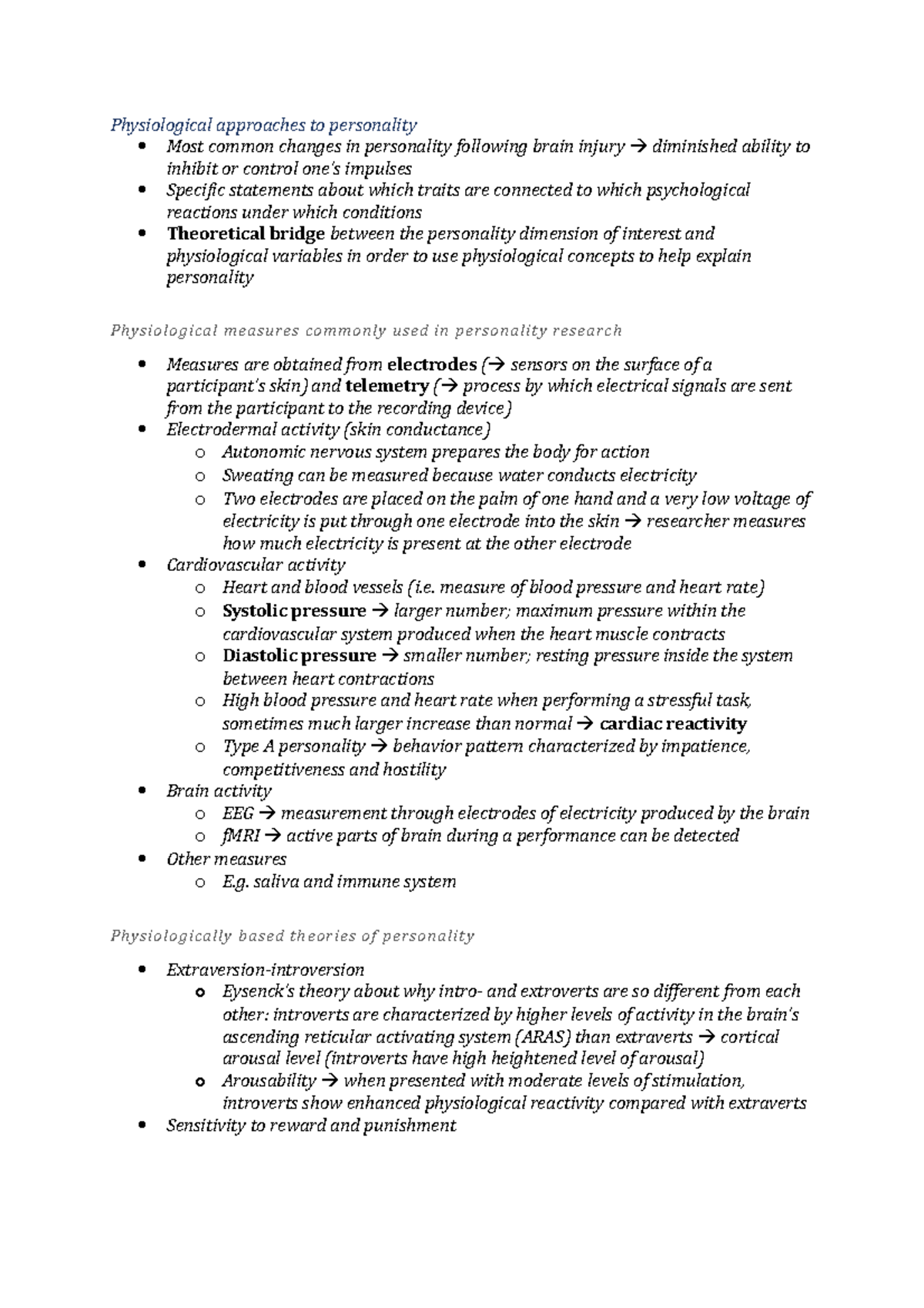 Physiological approaches to personality - measure of blood pressure and ...