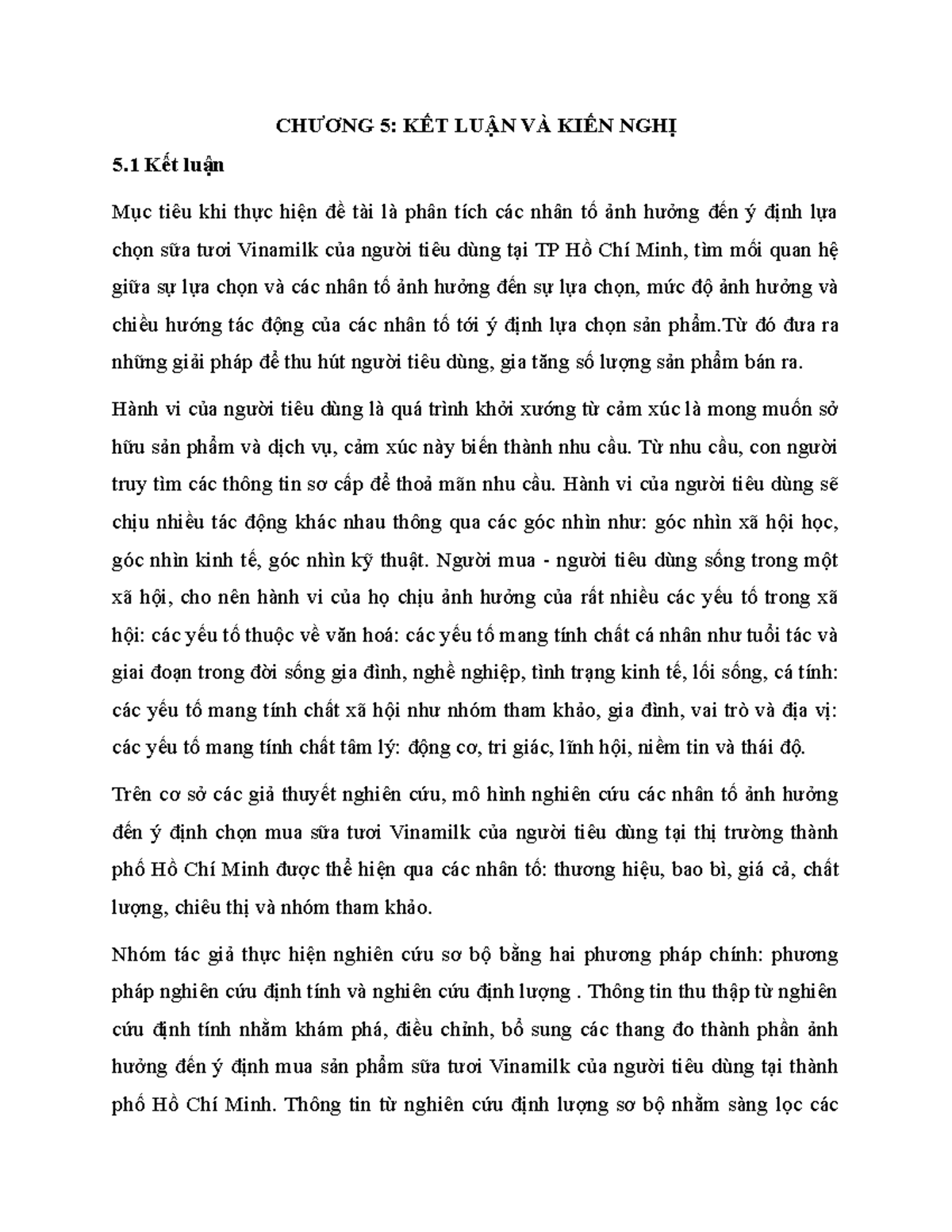 Chương 5 NCKH - kết luận và đưa ra kiến nghị trong bài nghiên cứu khoa học - CHƯƠNG 5: KẾT LUẬN VÀ - Studocu