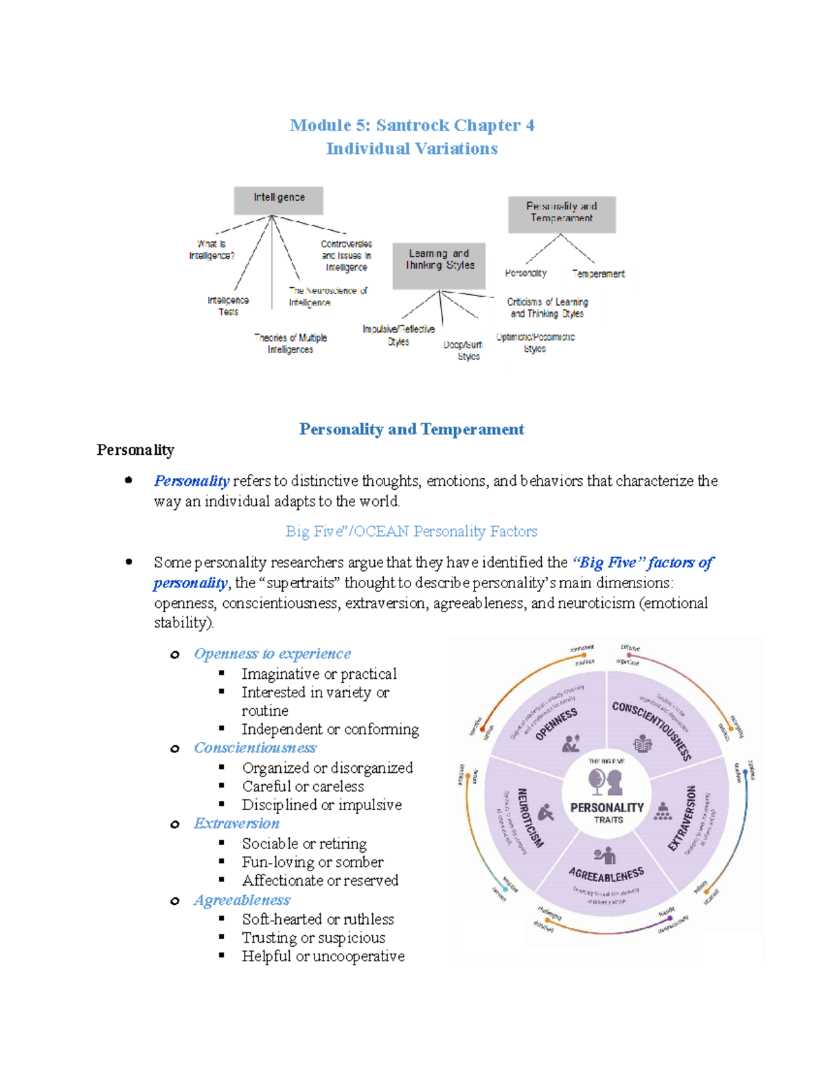 Personality 1 - Lisa Grant - Module 5: Santrock Chapter 4 Individual ...