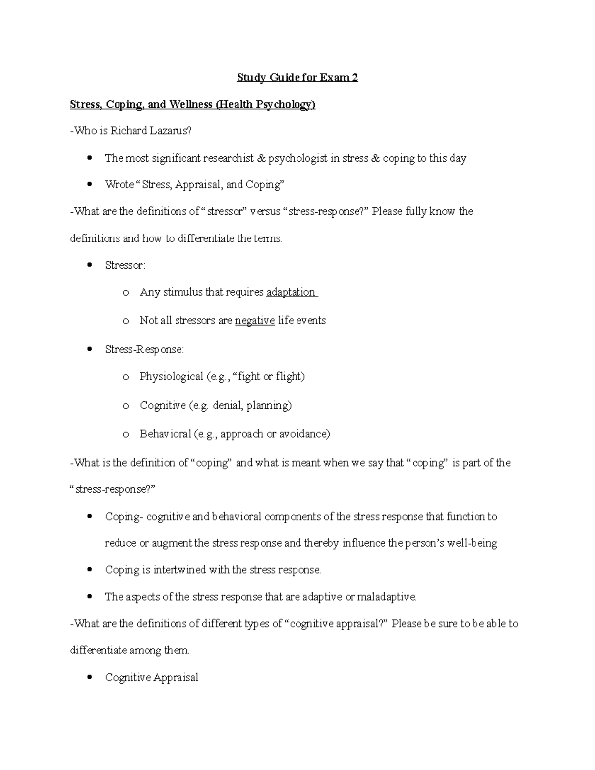 Study Guide for Exam 2 - PSY 363 - UD - Studocu