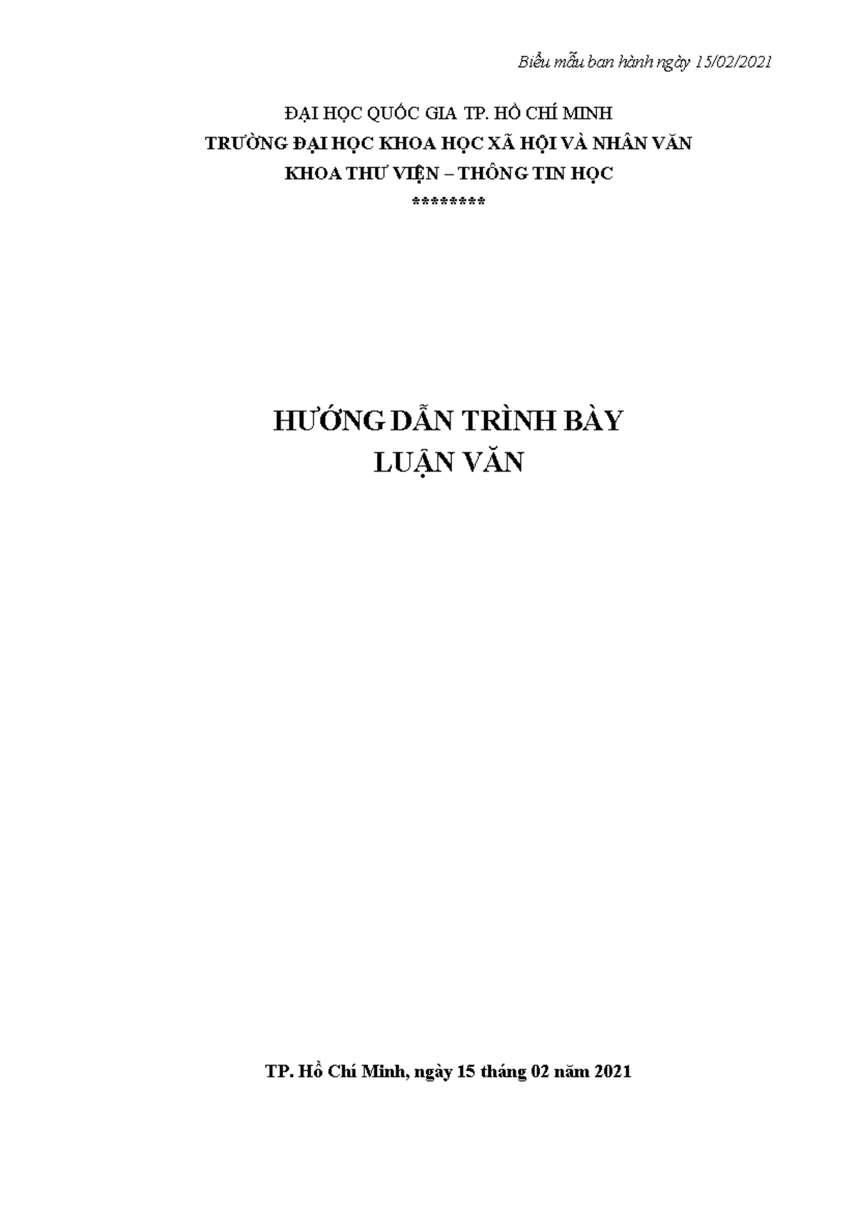 KTV Huong Dan Trinh Bay Luan Van - Biểu mẫu ban hành ngày 15/02/ ĐẠI ...