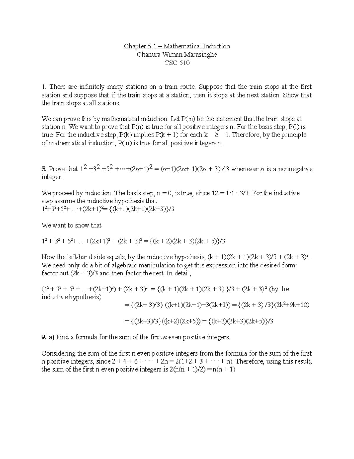 Chapter 5 1 Assingment Chapter 5 Mathematical Induction Chanura 