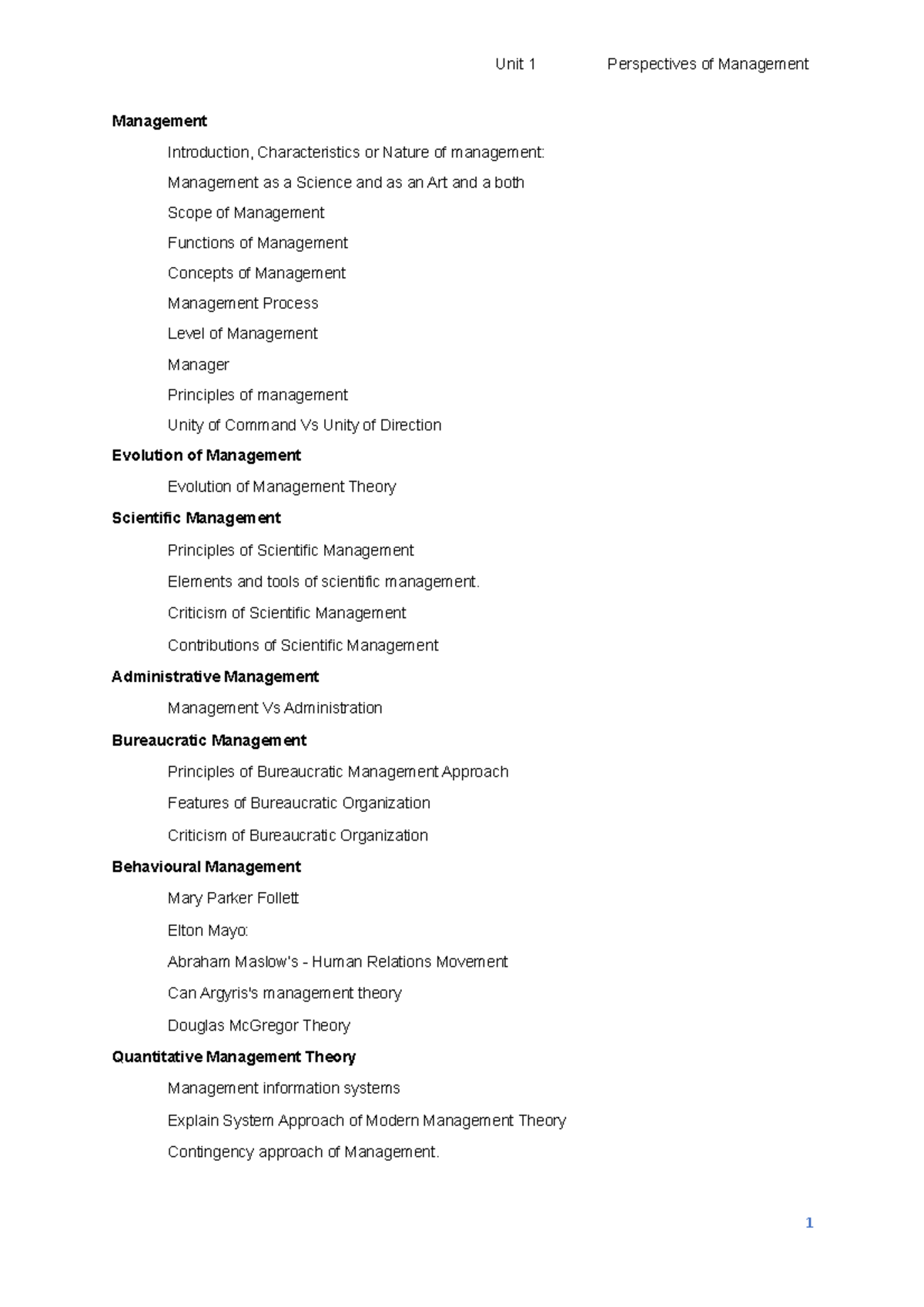 Perspectives of Management - Management Introduction, Characteristics ...