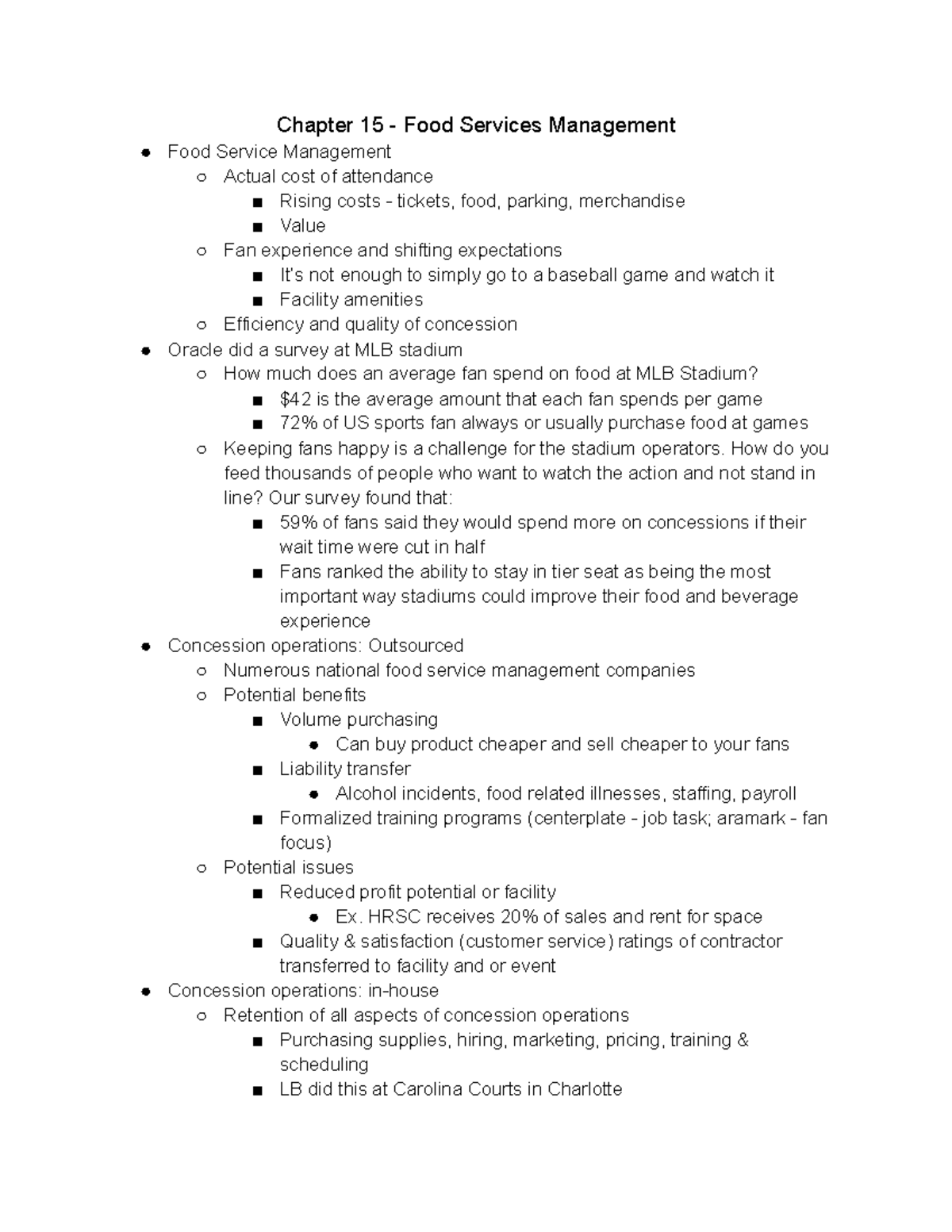 thesis about food service management