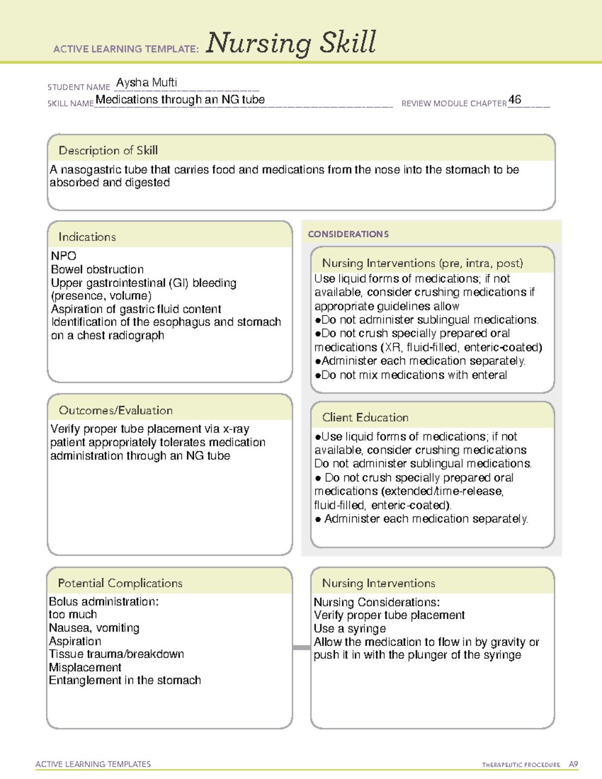 Exam 3 Learning template 5 - NURS 143 - HCC - Studocu