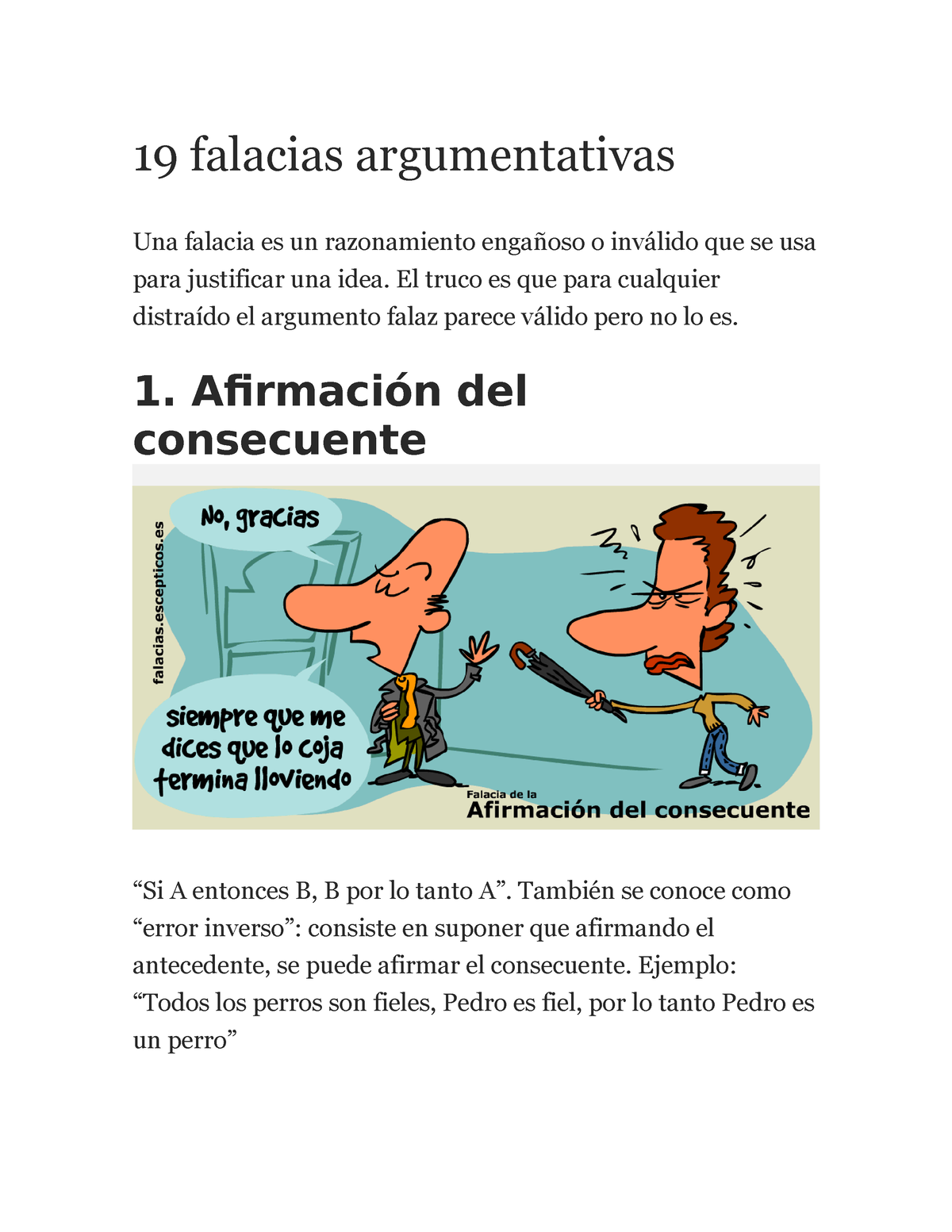 Falacias Argumentativas - 19 Falacias Argumentativas Una Falacia Es Un ...