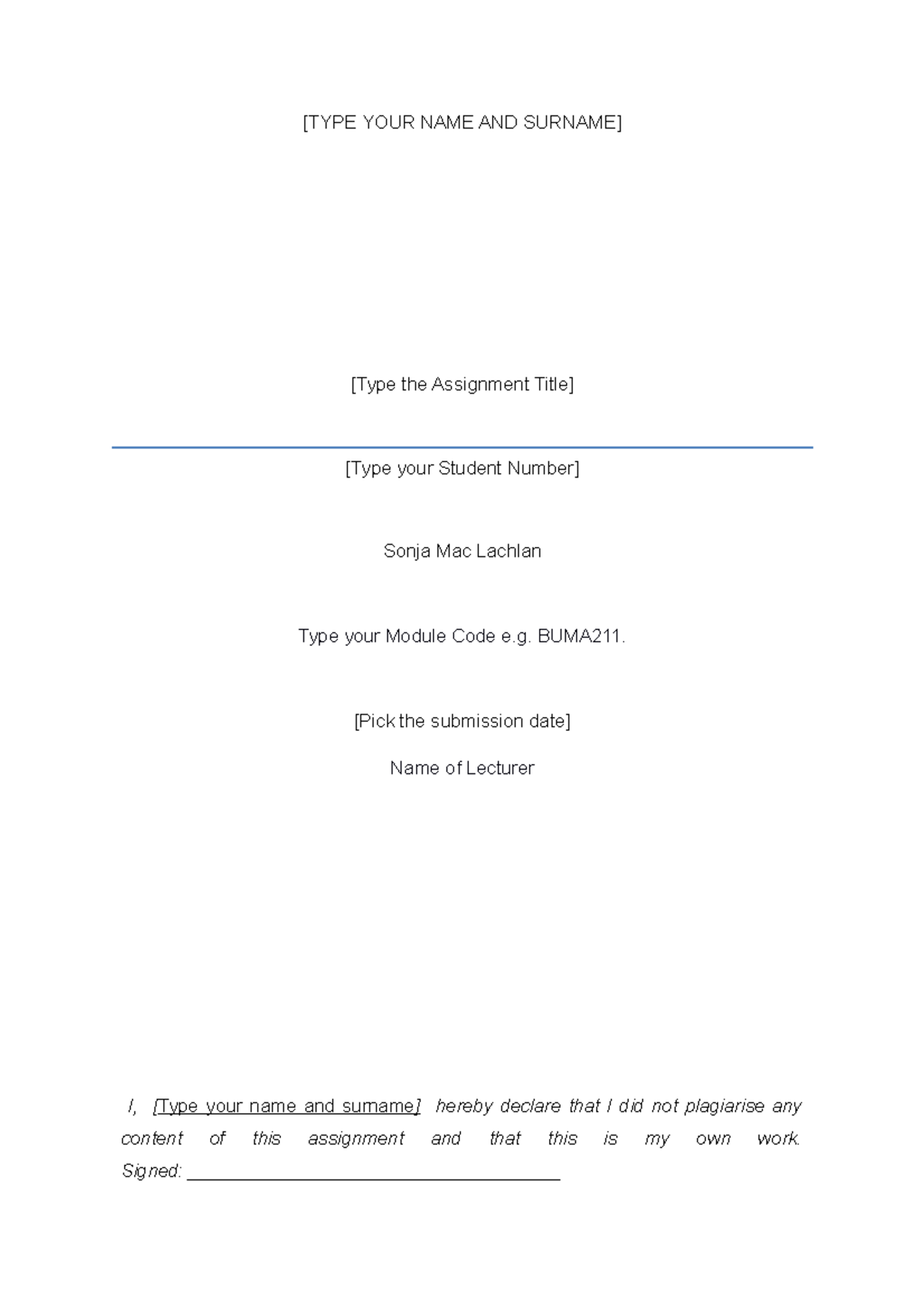 Assignment template - Wil - [TYPE YOUR NAME AND SURNAME] [Type the ...