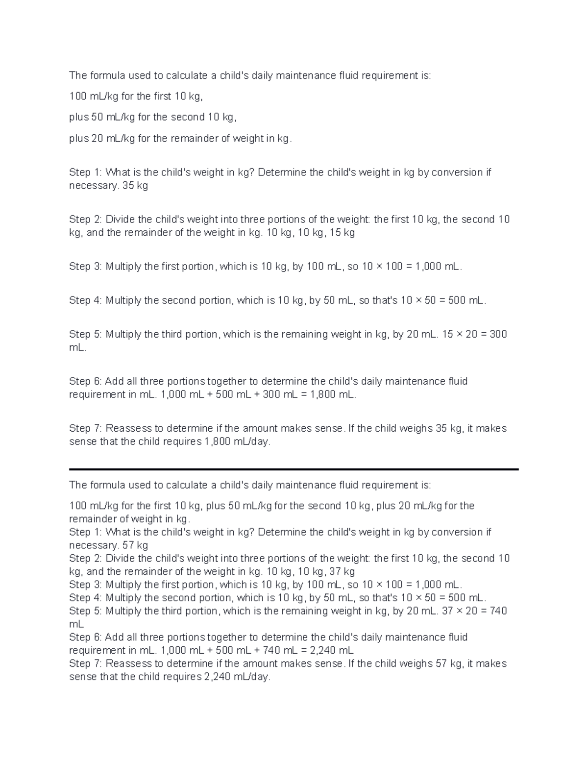 Pediatric Medication Formulas The formula used to calculate a child's