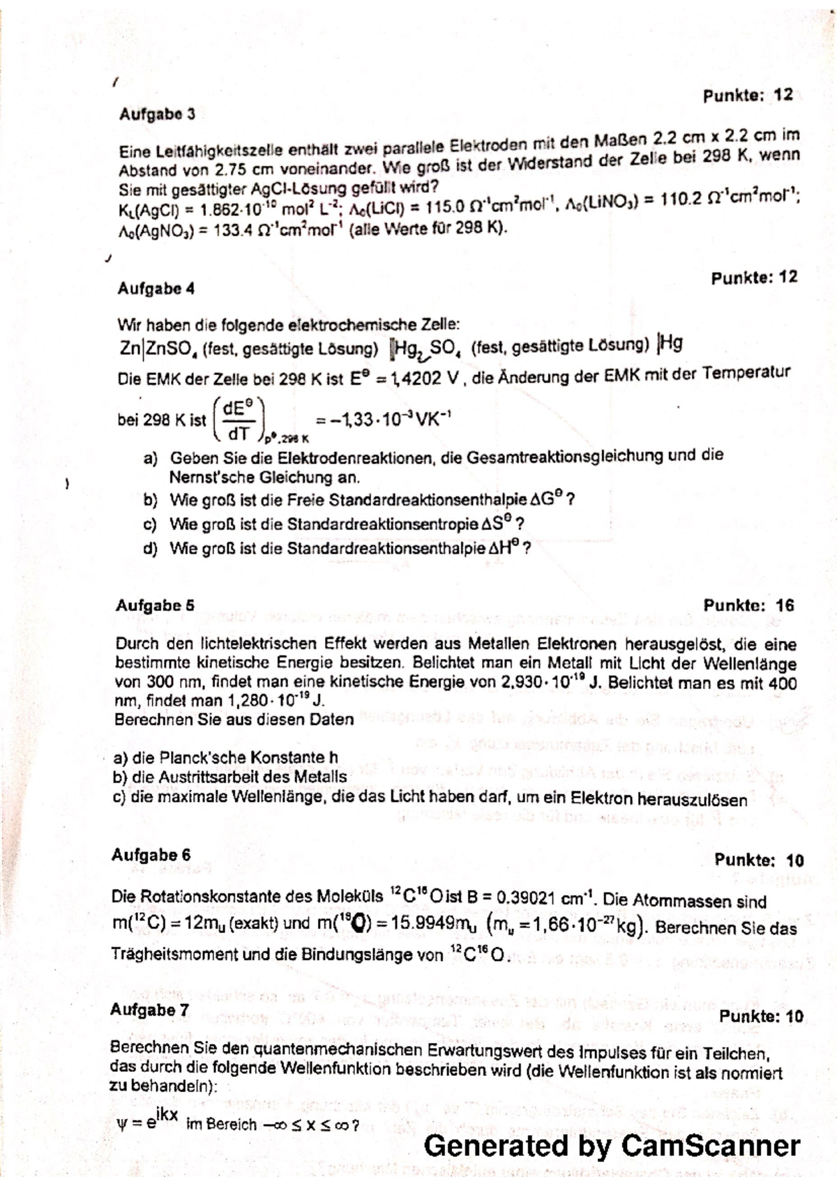 2009 Nk - Nachklausur Von 2009 - Übungen Physikalische Chemie II ...