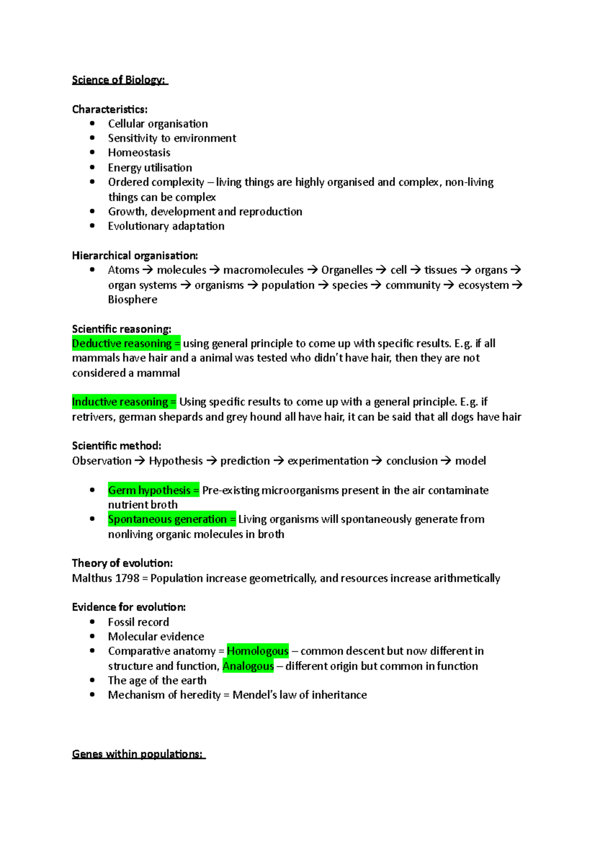 Notes for biodiversity - Science of Biology: Characteristics: Cellular ...
