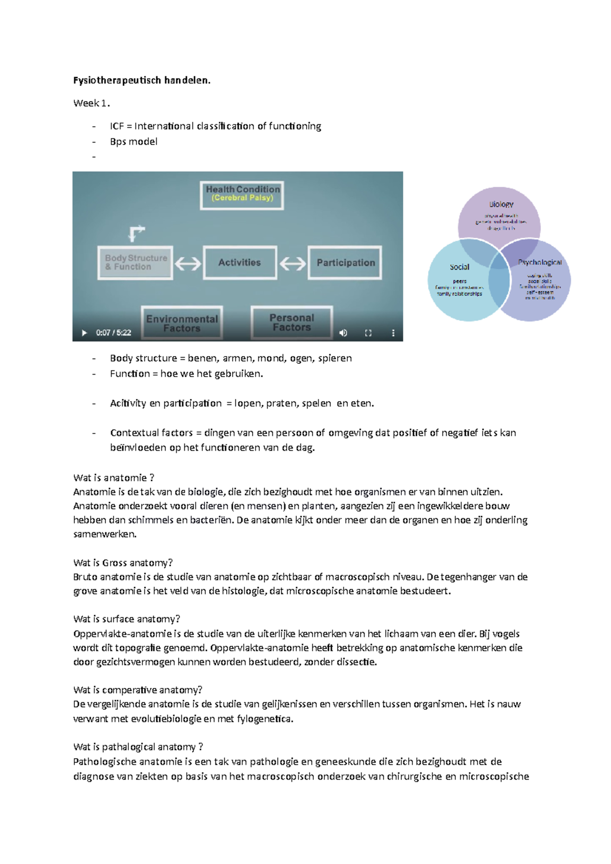 Fysiotherapeutisch Handelen Samenvattingen Periode 1 ...