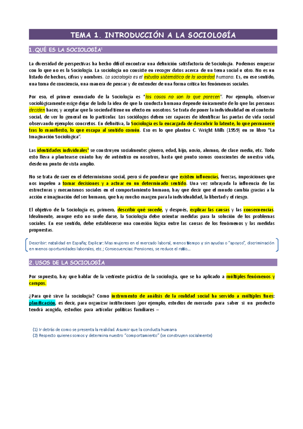 TEMA 1 Introducción A LA Sociología - TEMA 1. INTRODUCCIÓN A LA ...
