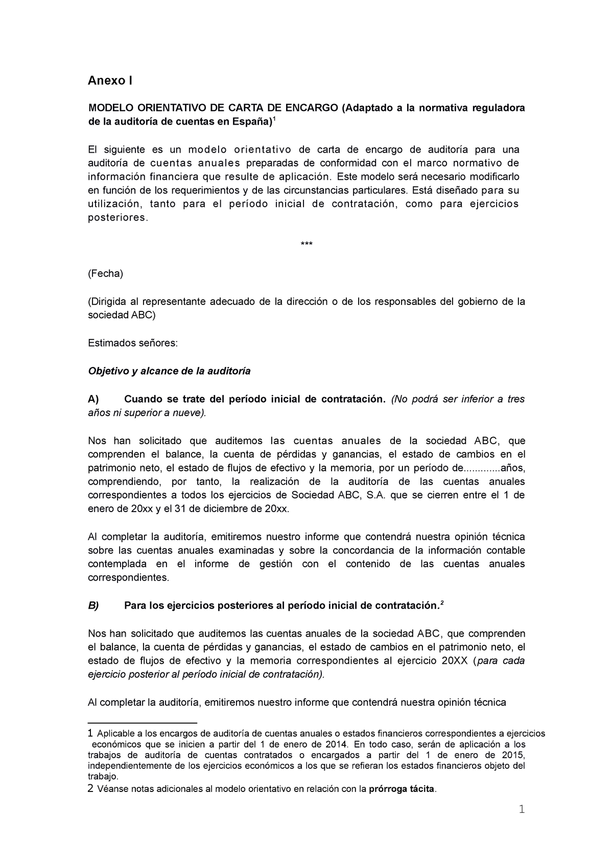 Modelo carta encargo Word - Anexo I MODELO ORIENTATIVO DE CARTA DE ENCARGO  (Adaptado a la normativa - Studocu