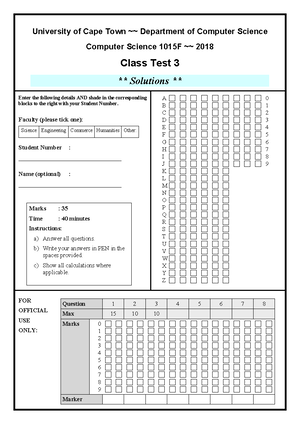 CSC1015F 2018 test3 solutions